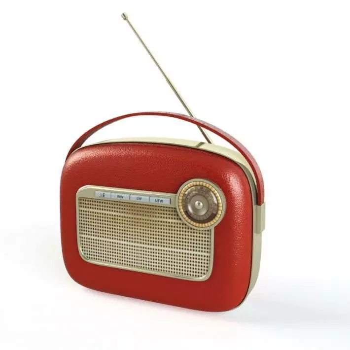 Red vintage radio 15 am114 3D model_0