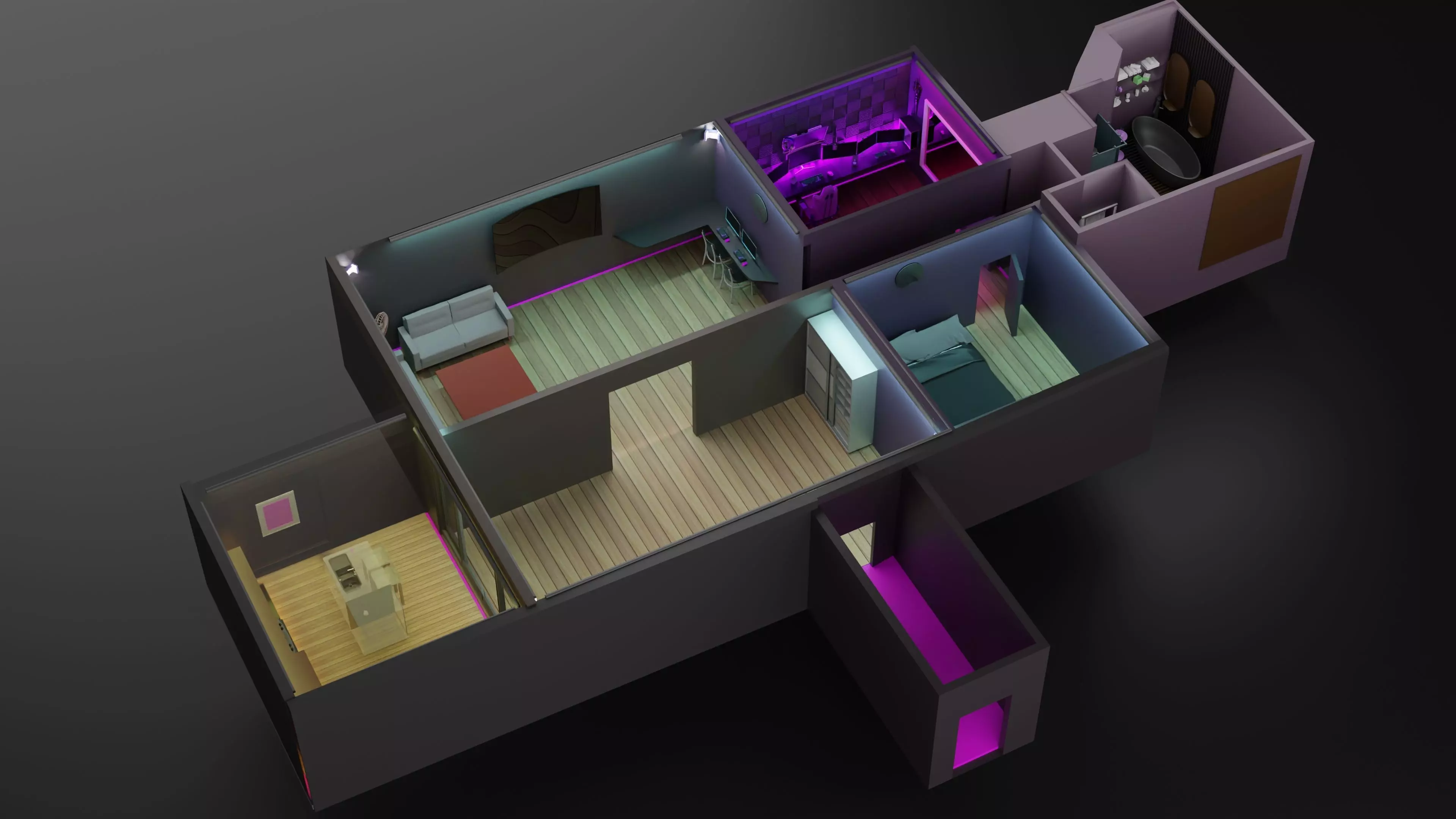 Full house  Low-poly 3D model_0
