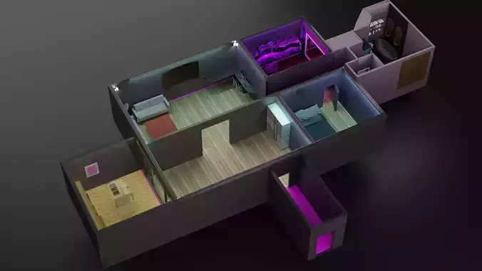 Full house  Low-poly 3D model