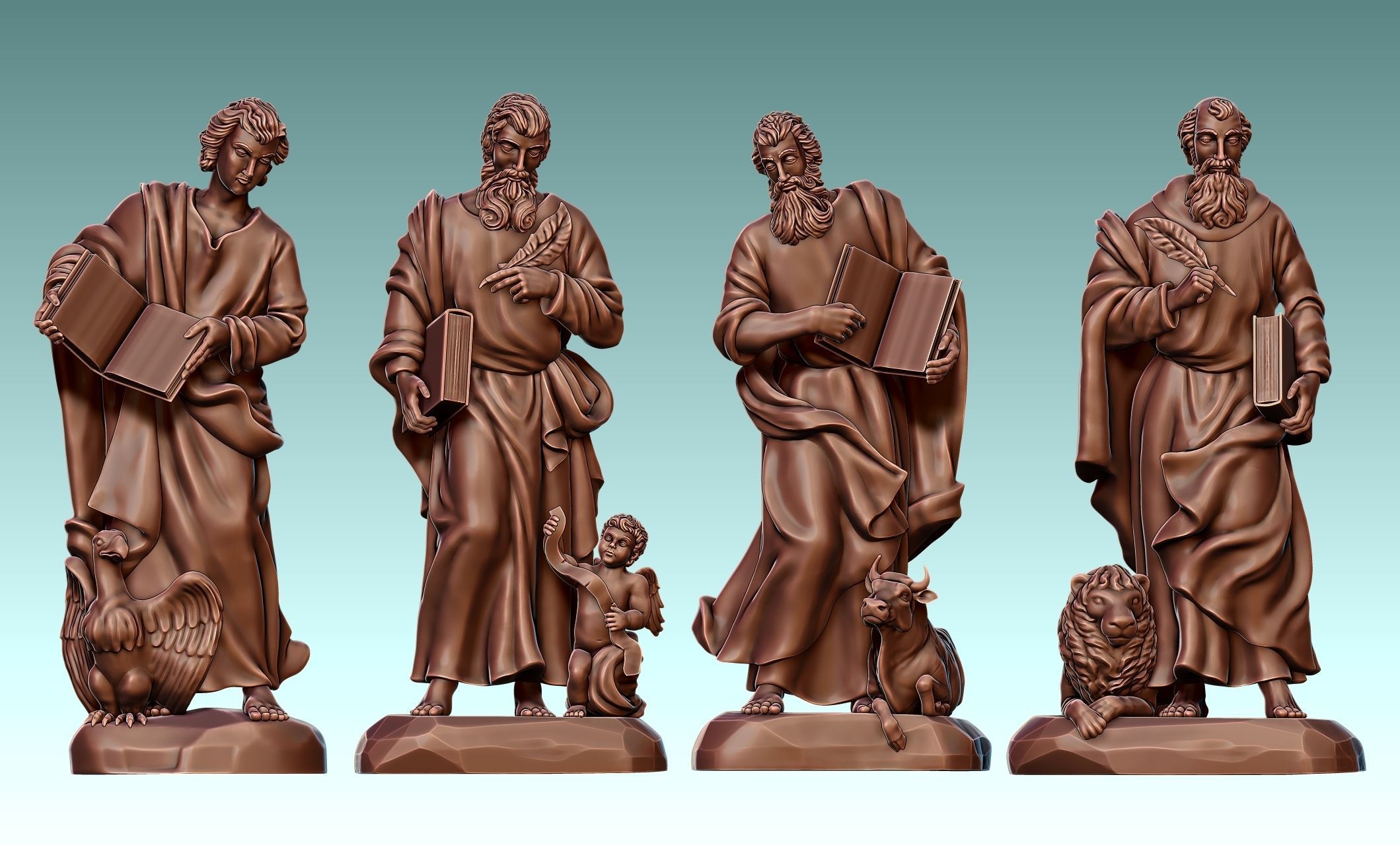 The Four Evangelist - CNC Rounting - Wood - Stone - Metal 3D print model_11