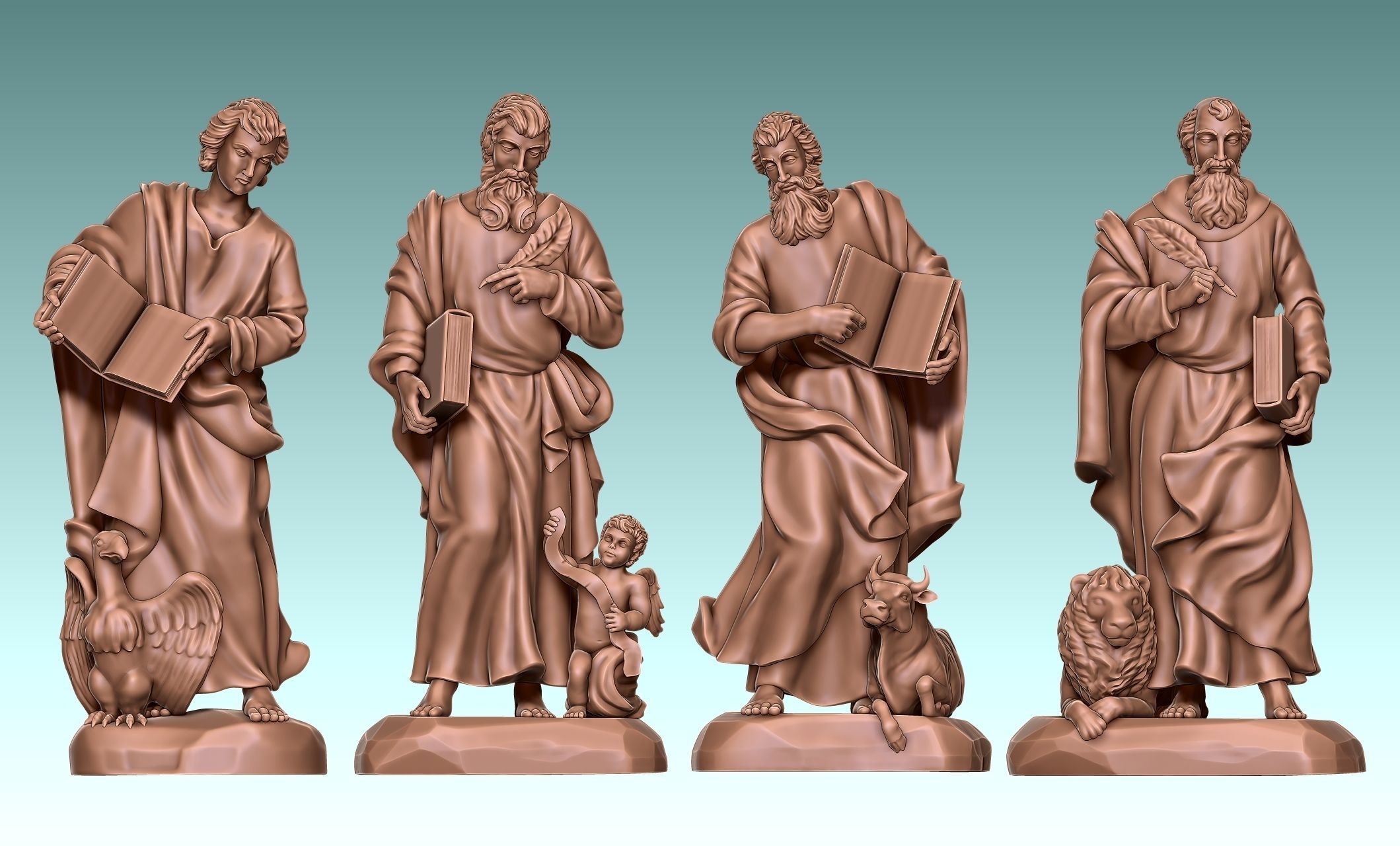 The Four Evangelist - CNC Rounting - Wood - Stone - Metal 3D print model_8