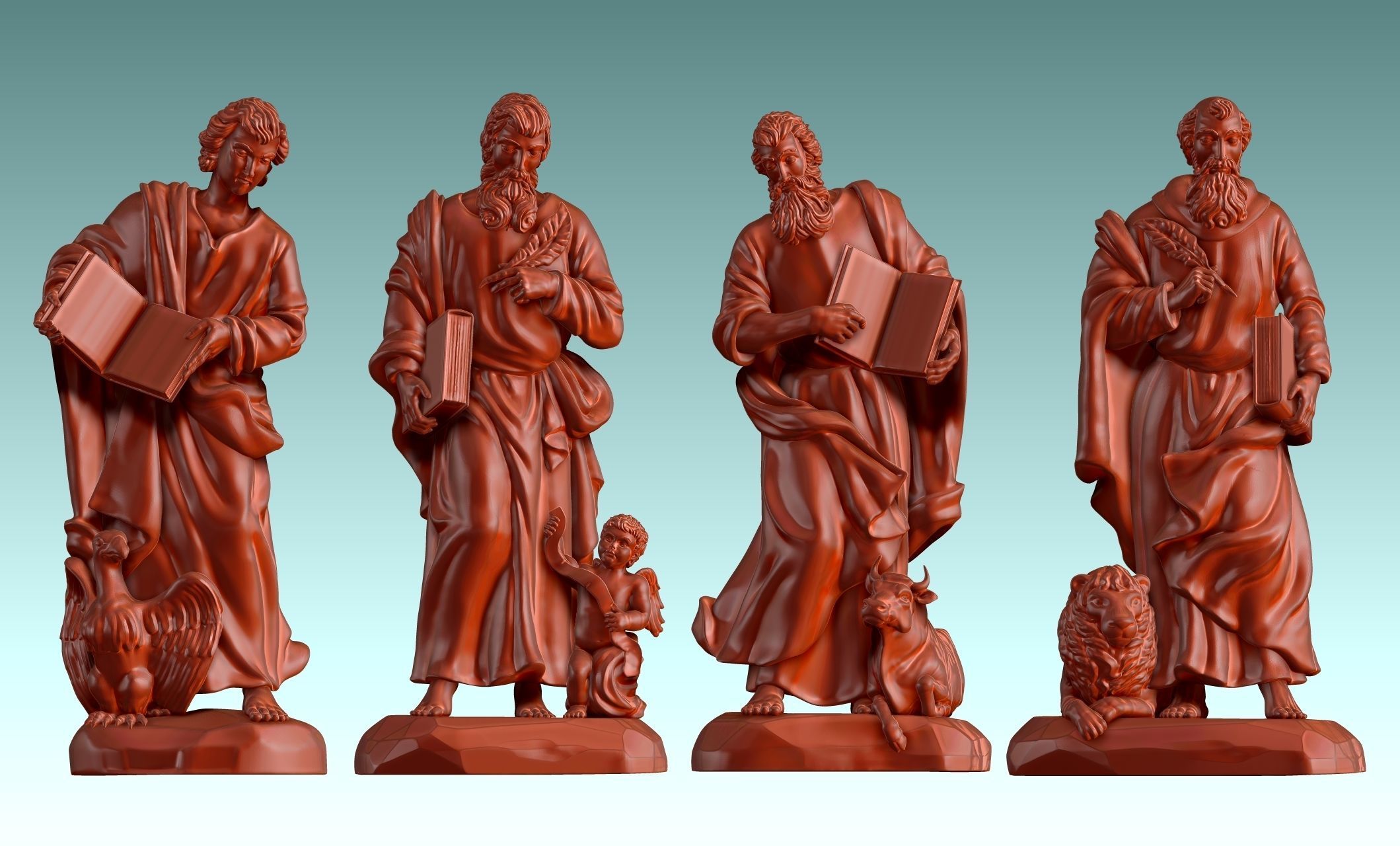 The Four Evangelist - CNC Rounting - Wood - Stone - Metal 3D print model_14