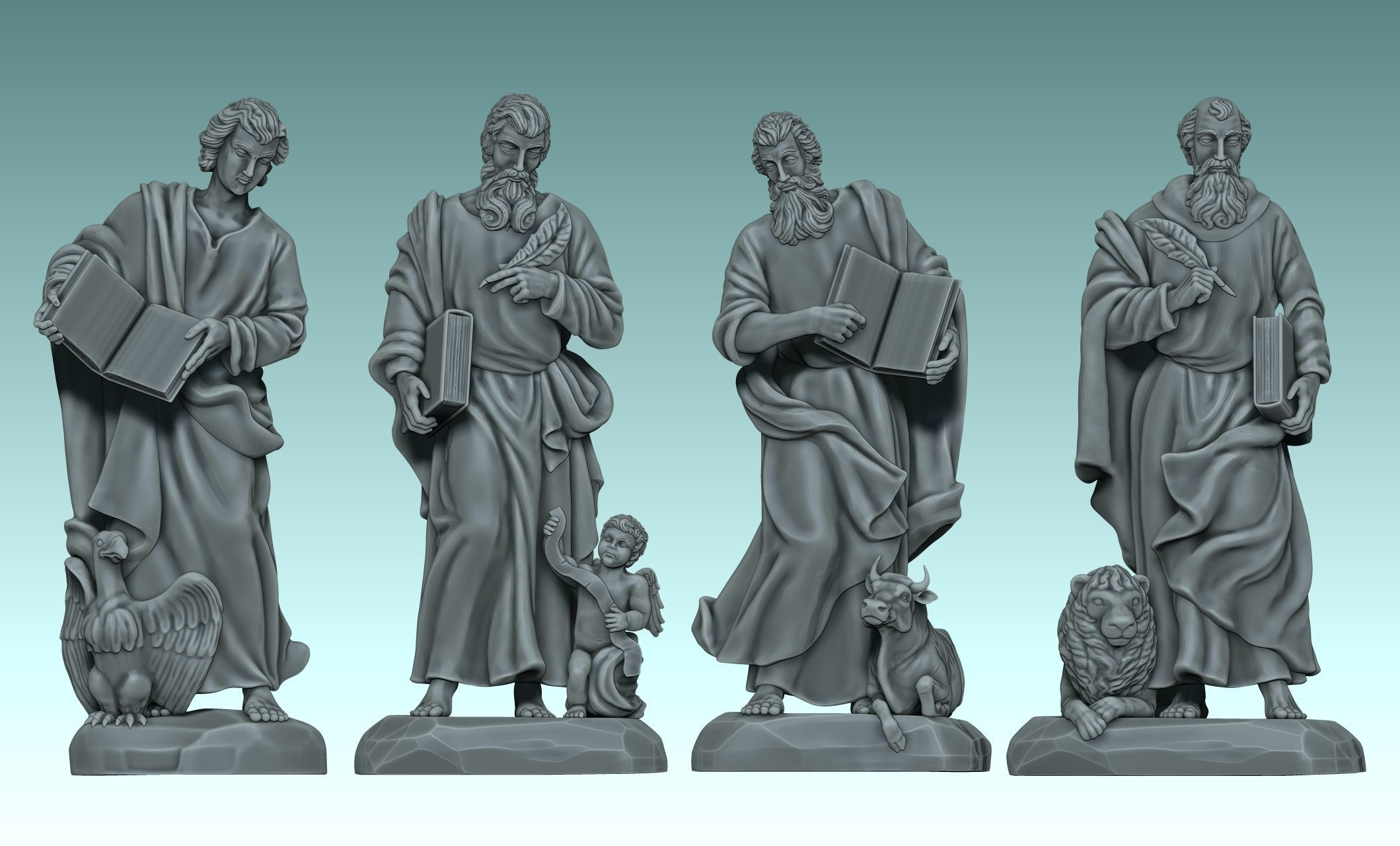 The Four Evangelist - CNC Rounting - Wood - Stone - Metal 3D print model_16