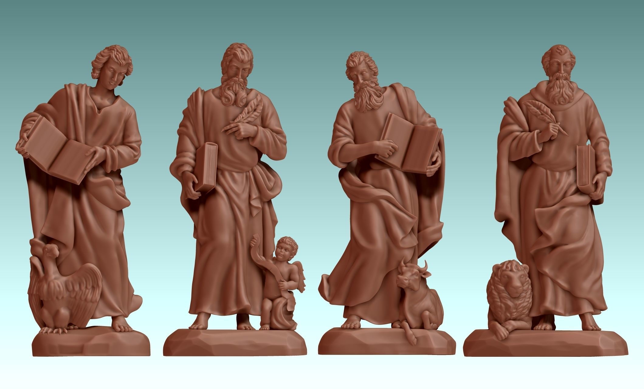 The Four Evangelist - CNC Rounting - Wood - Stone - Metal 3D print model_17