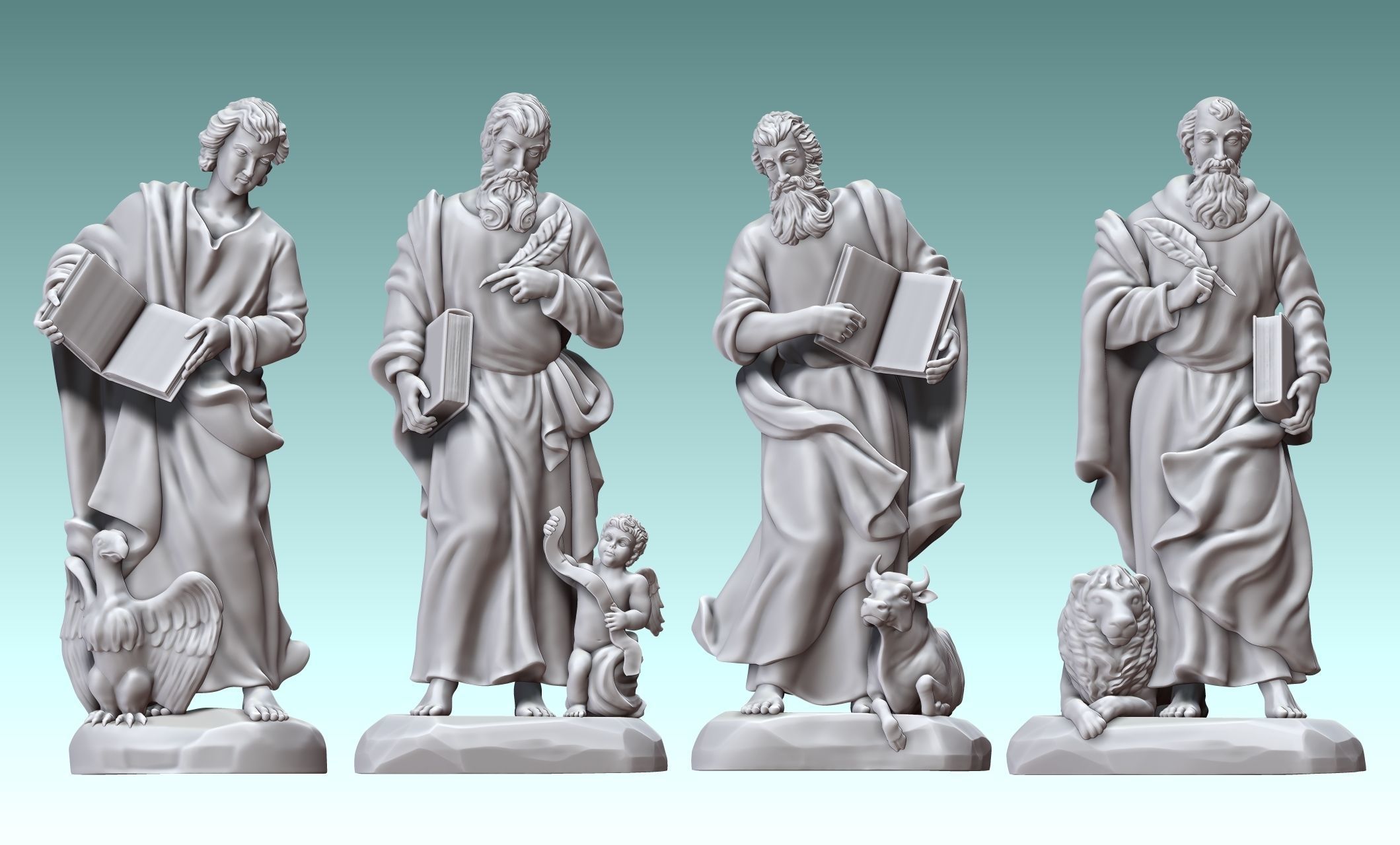 The Four Evangelist - CNC Rounting - Wood - Stone - Metal 3D print model_19