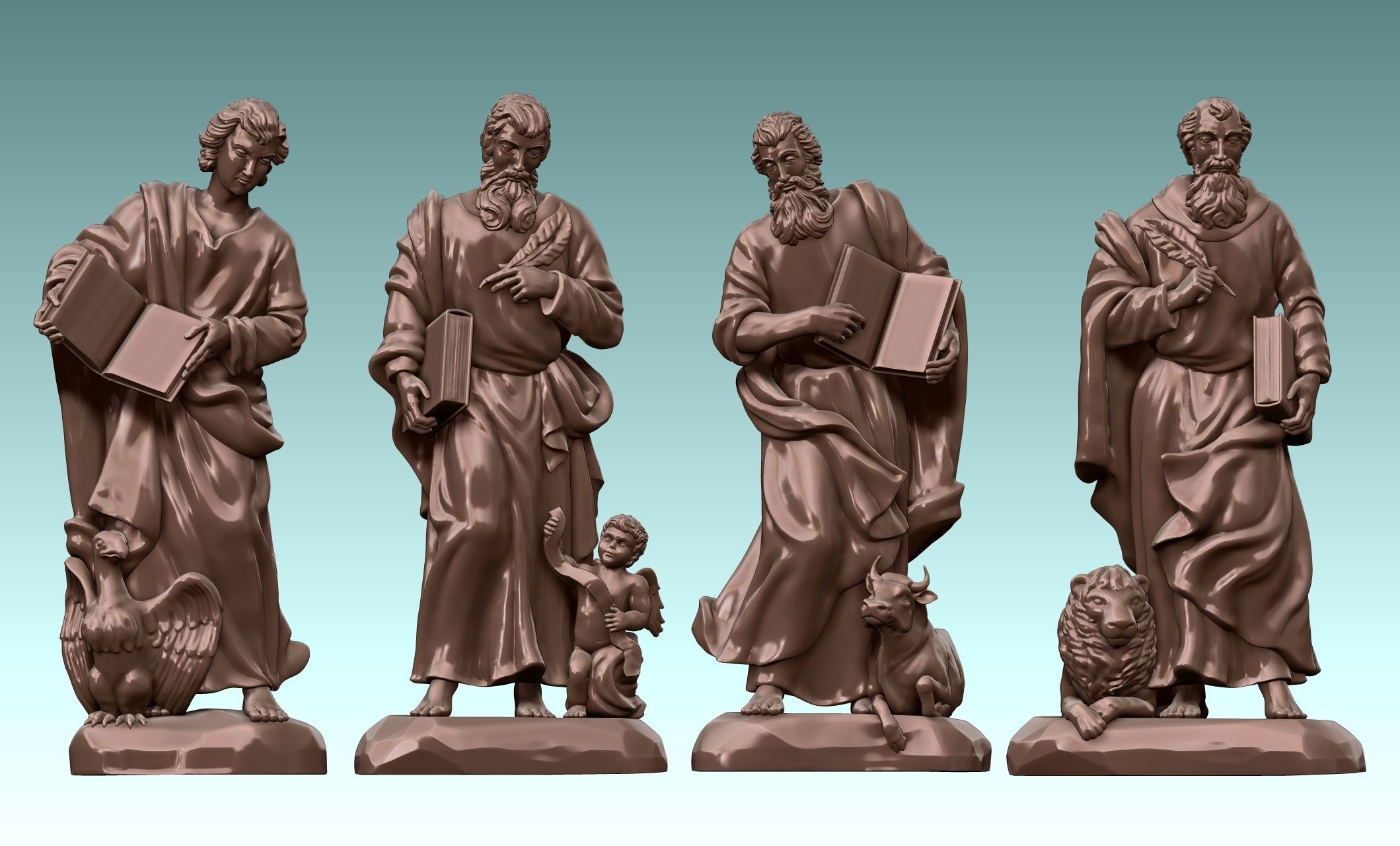 The Four Evangelist - CNC Rounting - Wood - Stone - Metal 3D print model_15