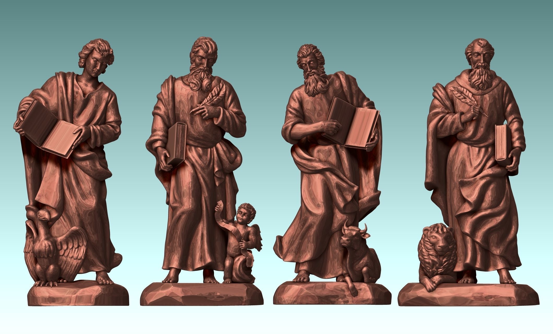 The Four Evangelist - CNC Rounting - Wood - Stone - Metal 3D print model_9