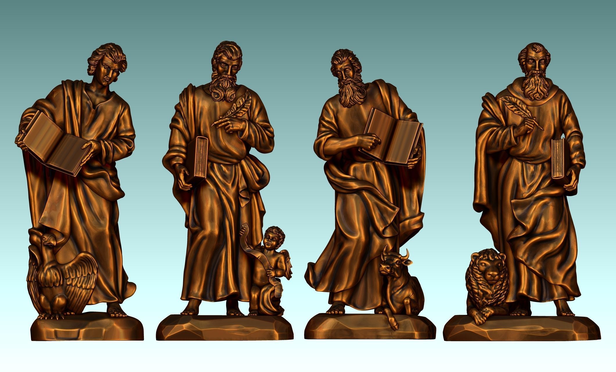 The Four Evangelist - CNC Rounting - Wood - Stone - Metal 3D print model_18