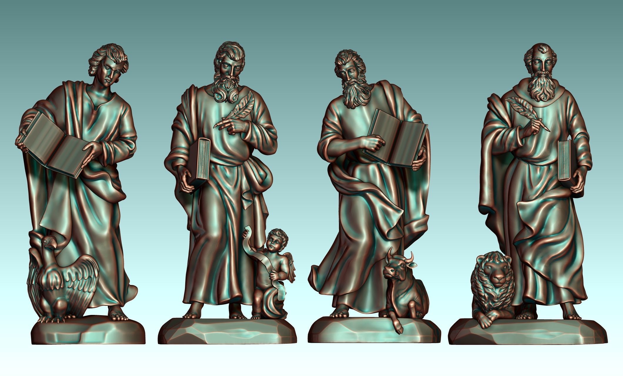 The Four Evangelist - CNC Rounting - Wood - Stone - Metal 3D print model_10