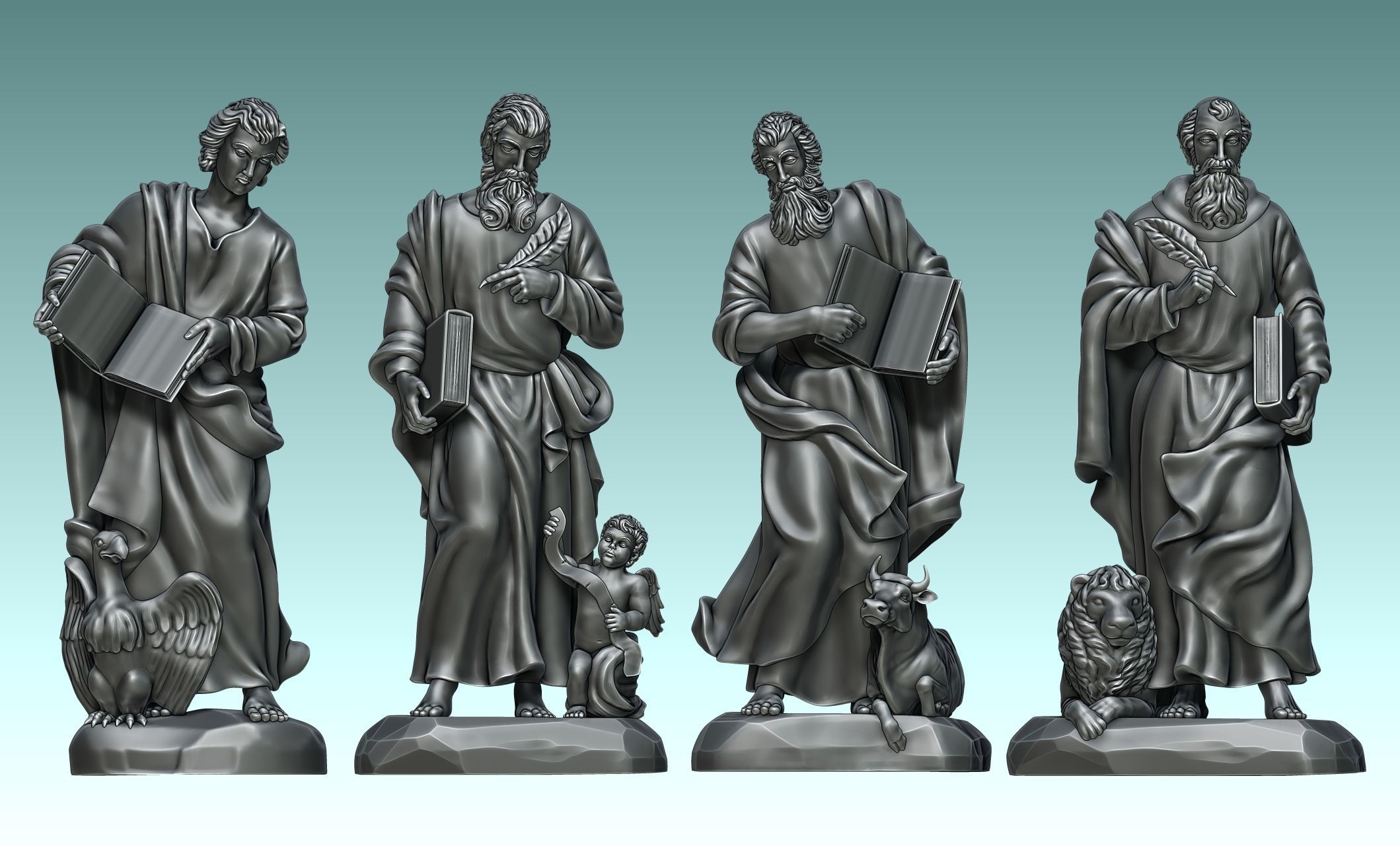 The Four Evangelist - CNC Rounting - Wood - Stone - Metal 3D print model_22