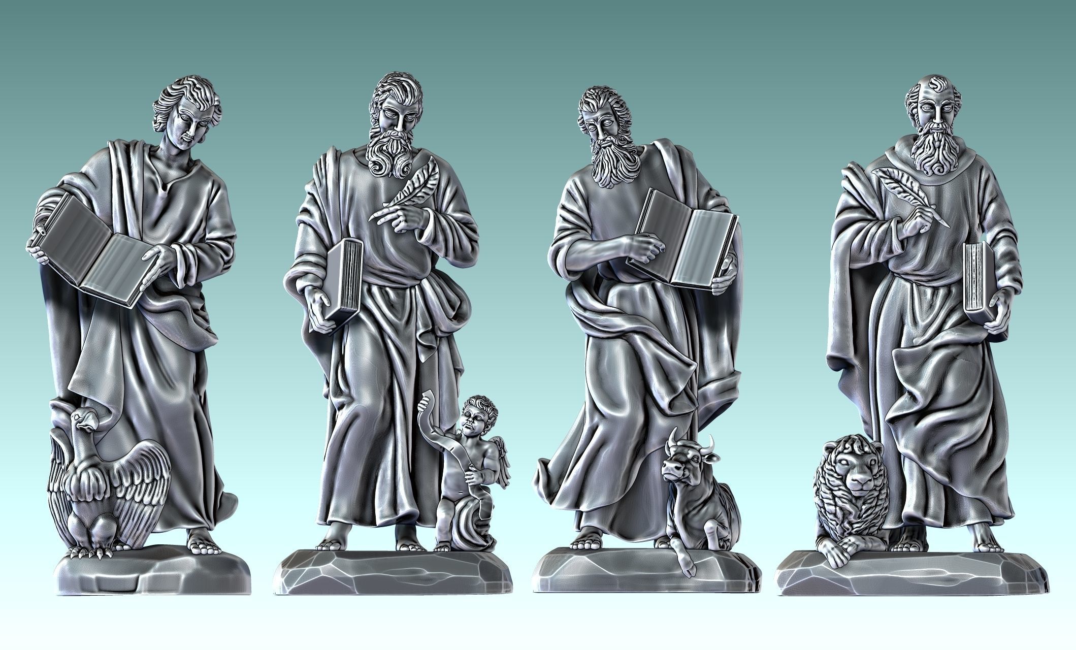 The Four Evangelist - CNC Rounting - Wood - Stone - Metal 3D print model_21