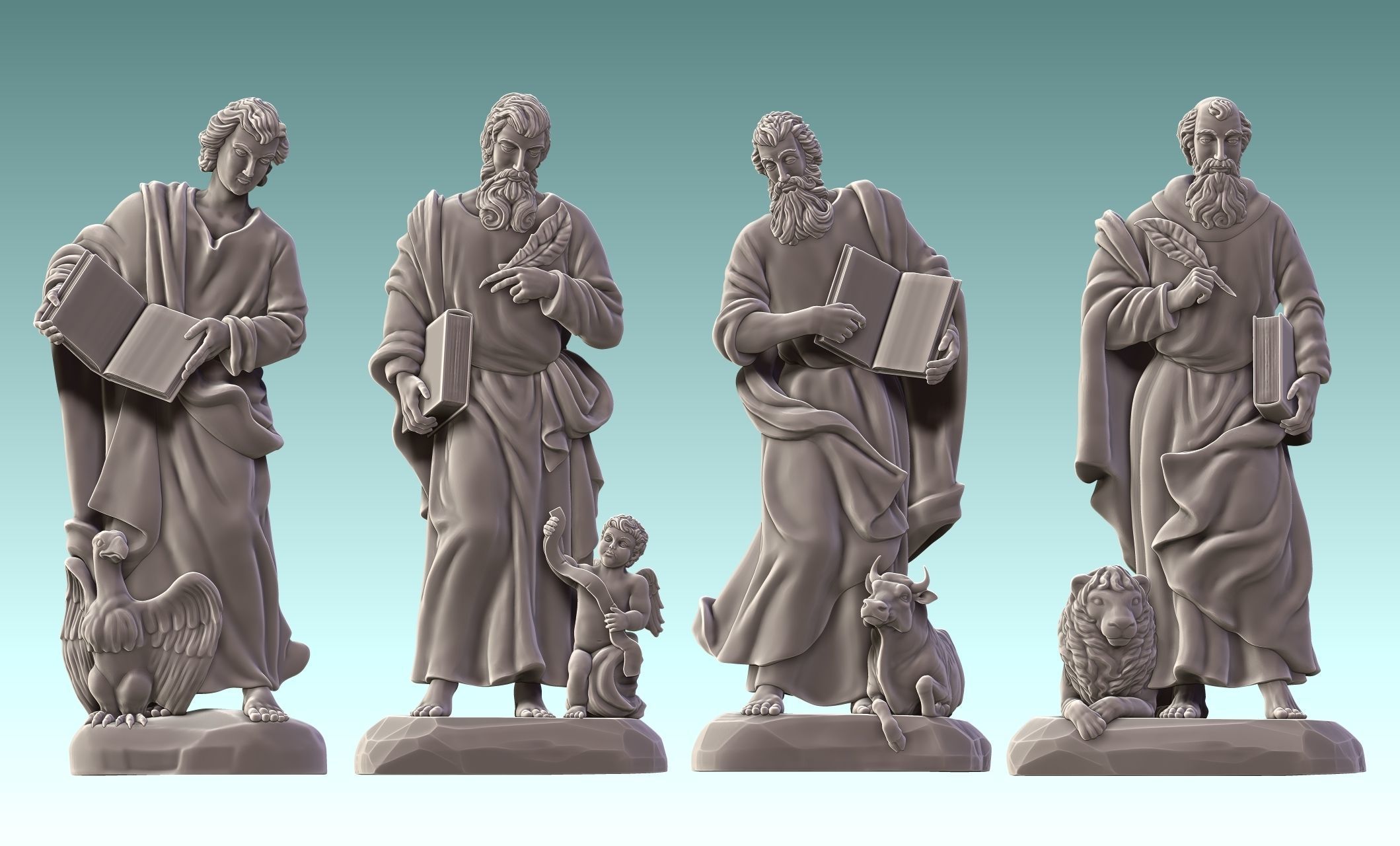 The Four Evangelist - CNC Rounting - Wood - Stone - Metal 3D print model_20