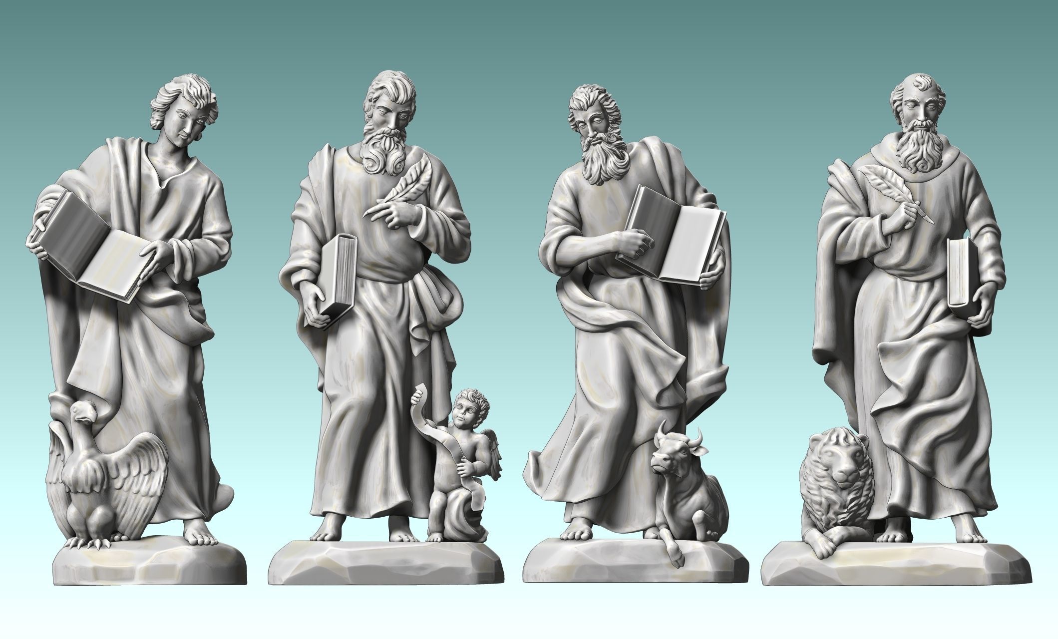 The Four Evangelist - CNC Rounting - Wood - Stone - Metal 3D print model_12