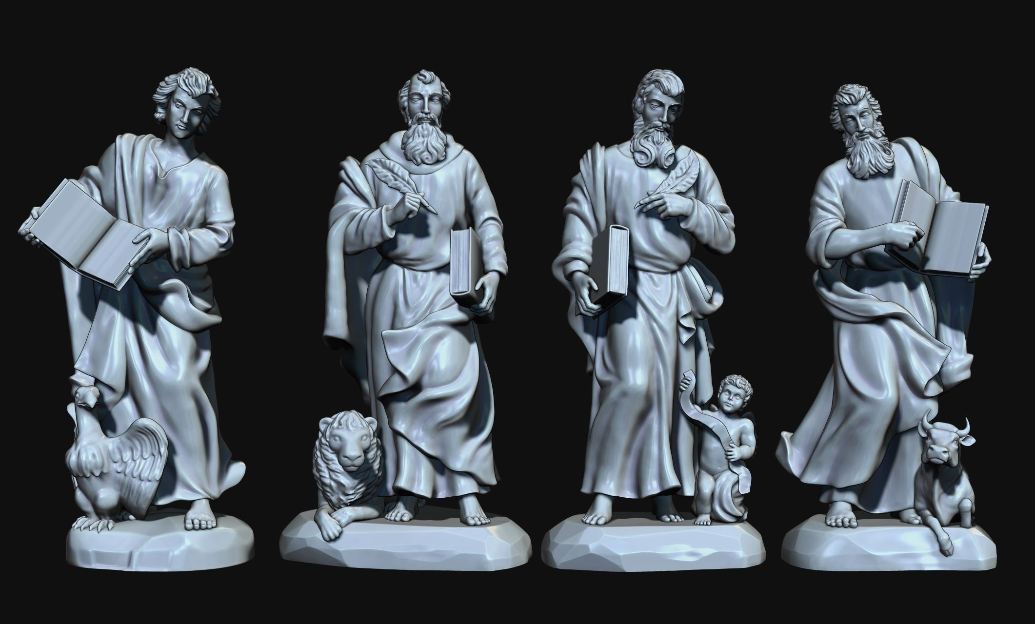 The Four Evangelist - CNC Rounting - Wood - Stone - Metal 3D print model_4