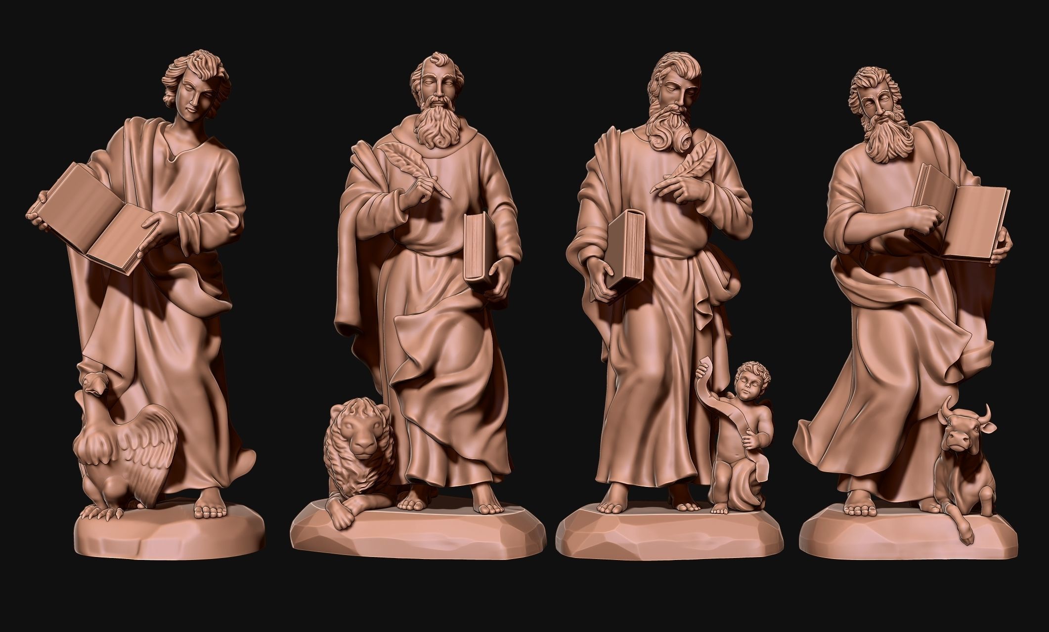 The Four Evangelist - CNC Rounting - Wood - Stone - Metal 3D print model_2