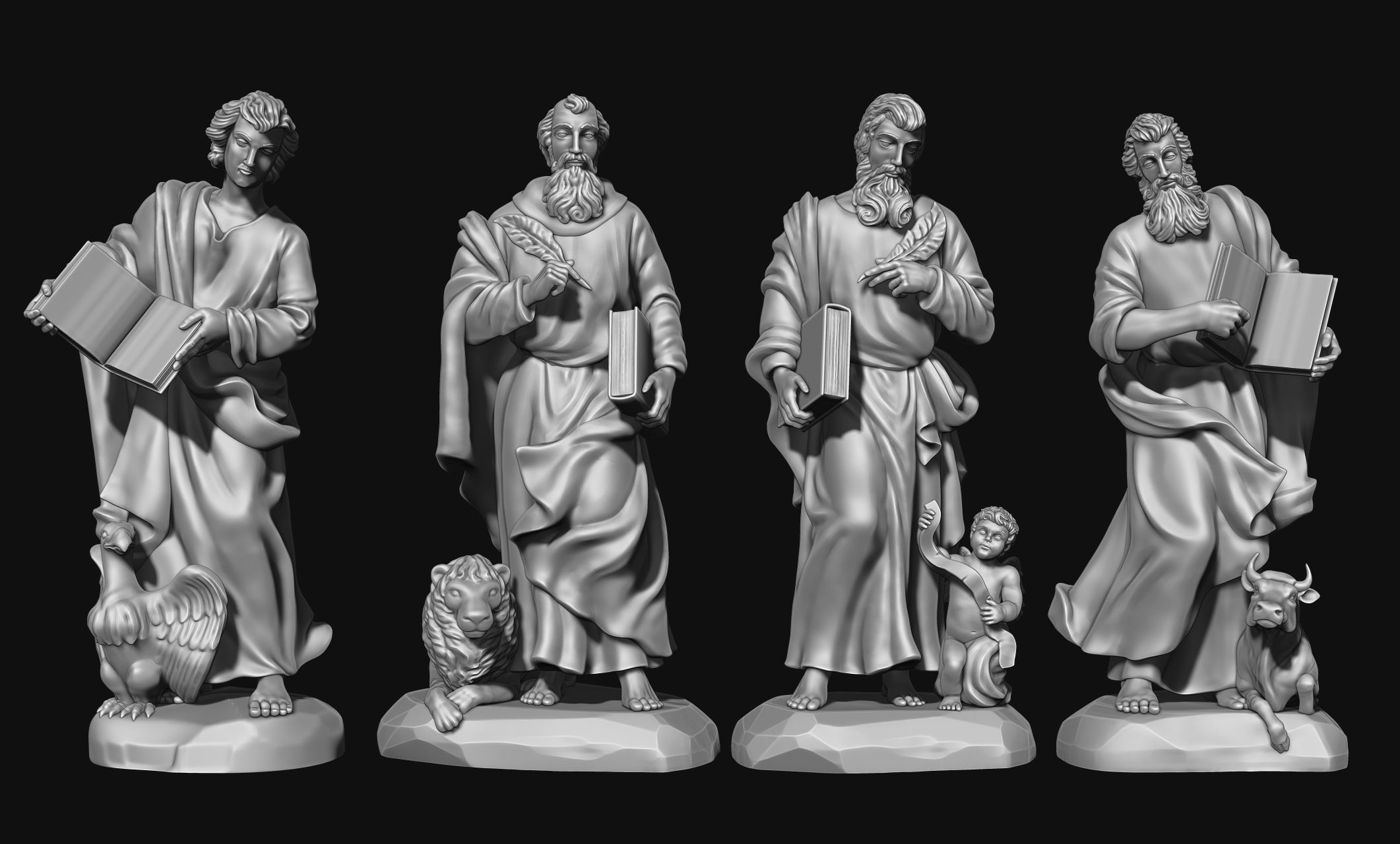 The Four Evangelist - CNC Rounting - Wood - Stone - Metal 3D print model_3
