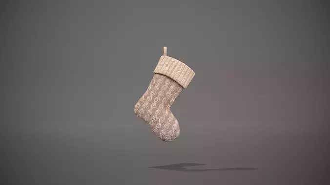 Cream Cable Knit Christmas Stocking Low-poly 3D model