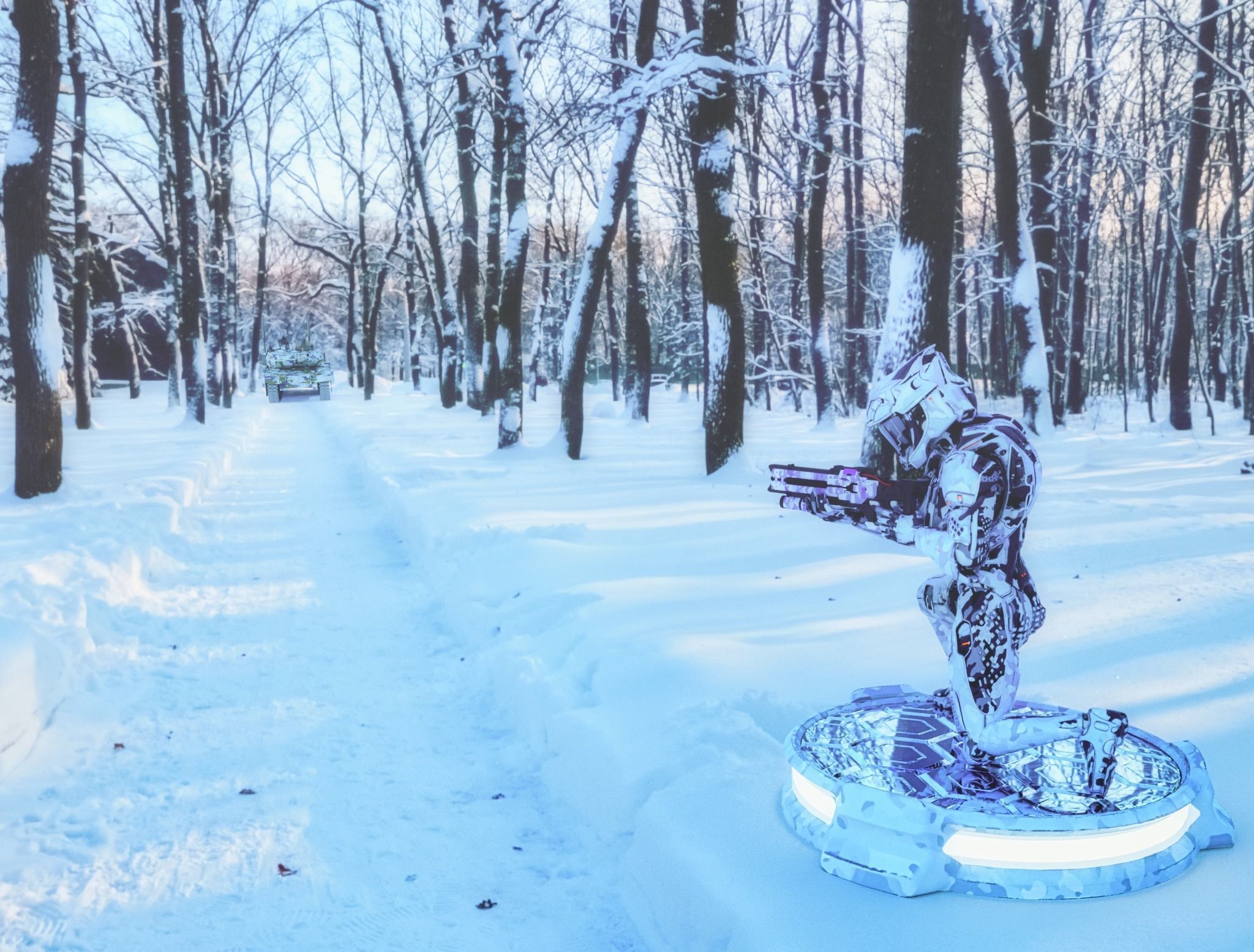 Sci-Fi Pedestal Base in 18 different camouflage textures Low-poly 3D model_25