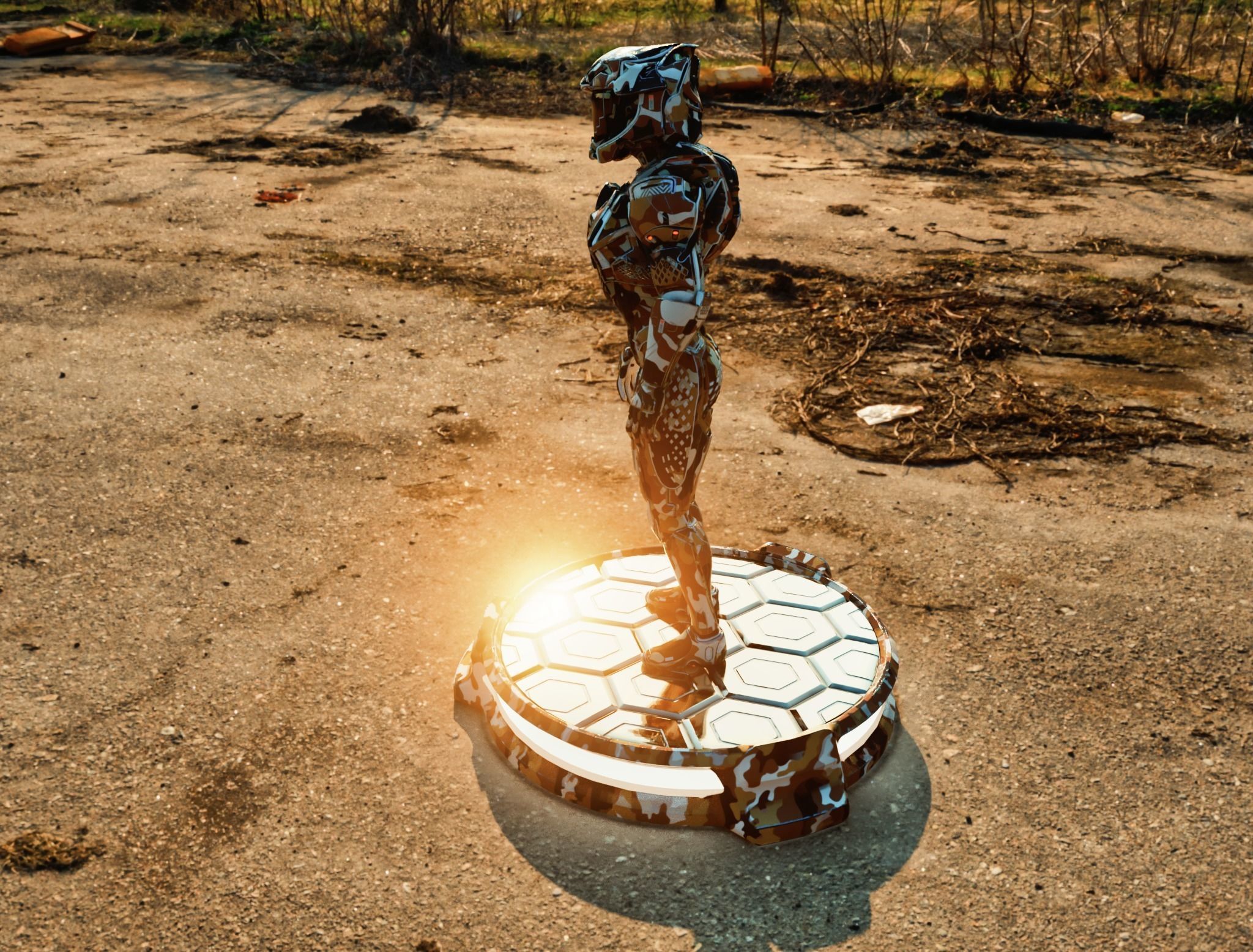 Sci-Fi Pedestal Base in 18 different camouflage textures Low-poly 3D model_22