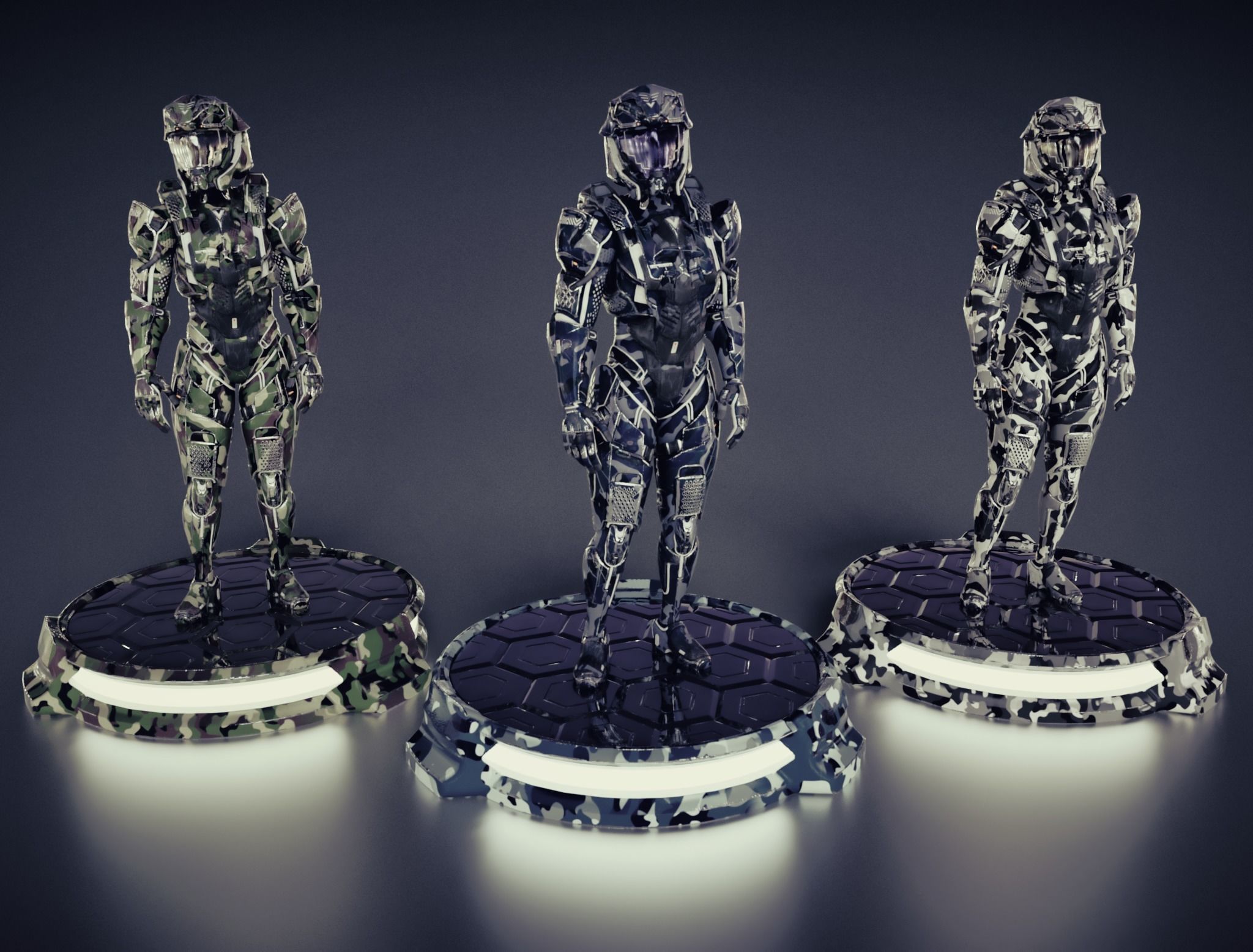 Sci-Fi Pedestal Base in 18 different camouflage textures Low-poly 3D model_23