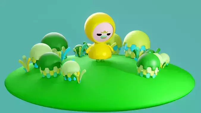  Duck Chick character for game animation