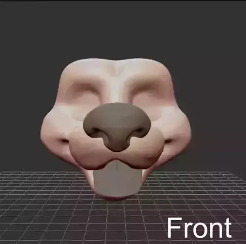 Furry Toony Anthro K-9 Wolf Head -removable tongue and nose- 3D model