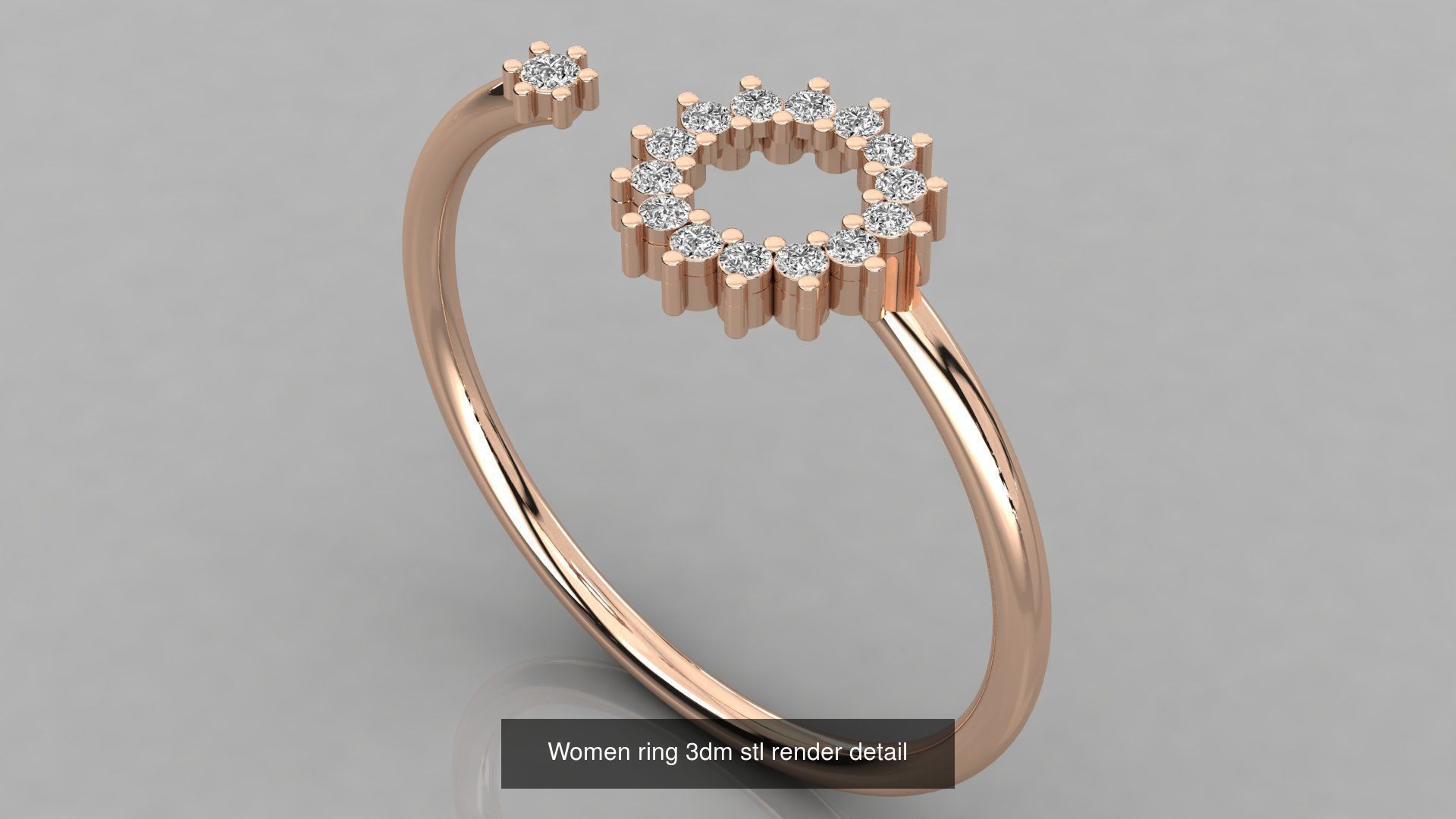 100 Women ring 3dm stl 9 render detail 3D Model Collection_79