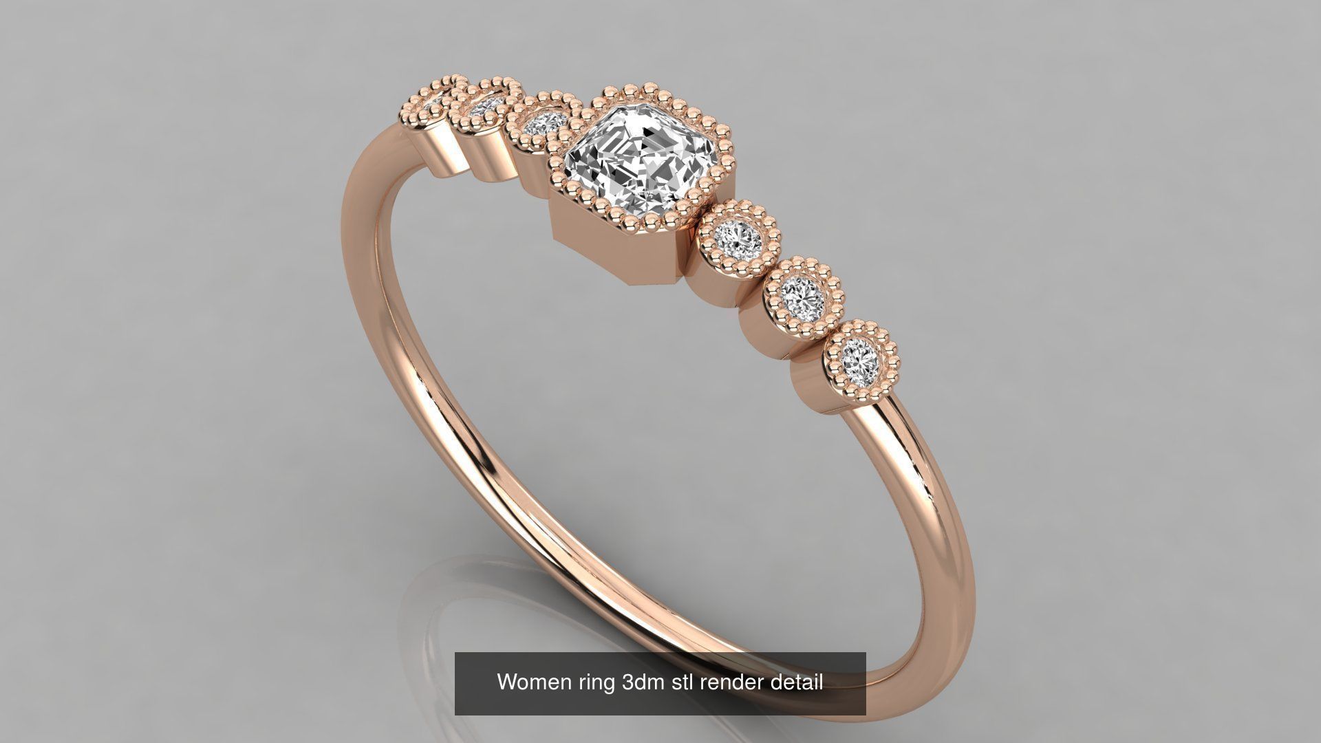 100 Women ring 3dm stl 9 render detail 3D Model Collection_90