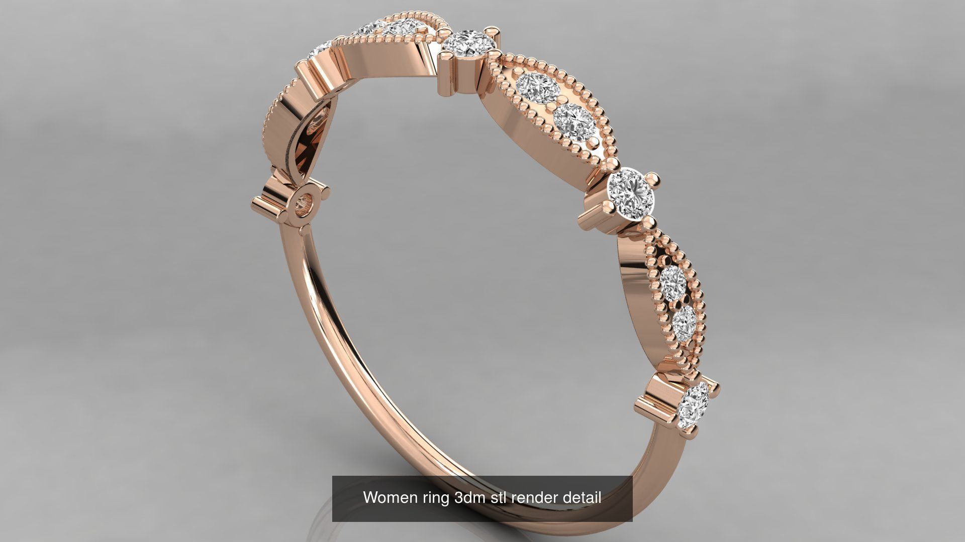 100 Women ring 3dm stl 9 render detail 3D Model Collection_18