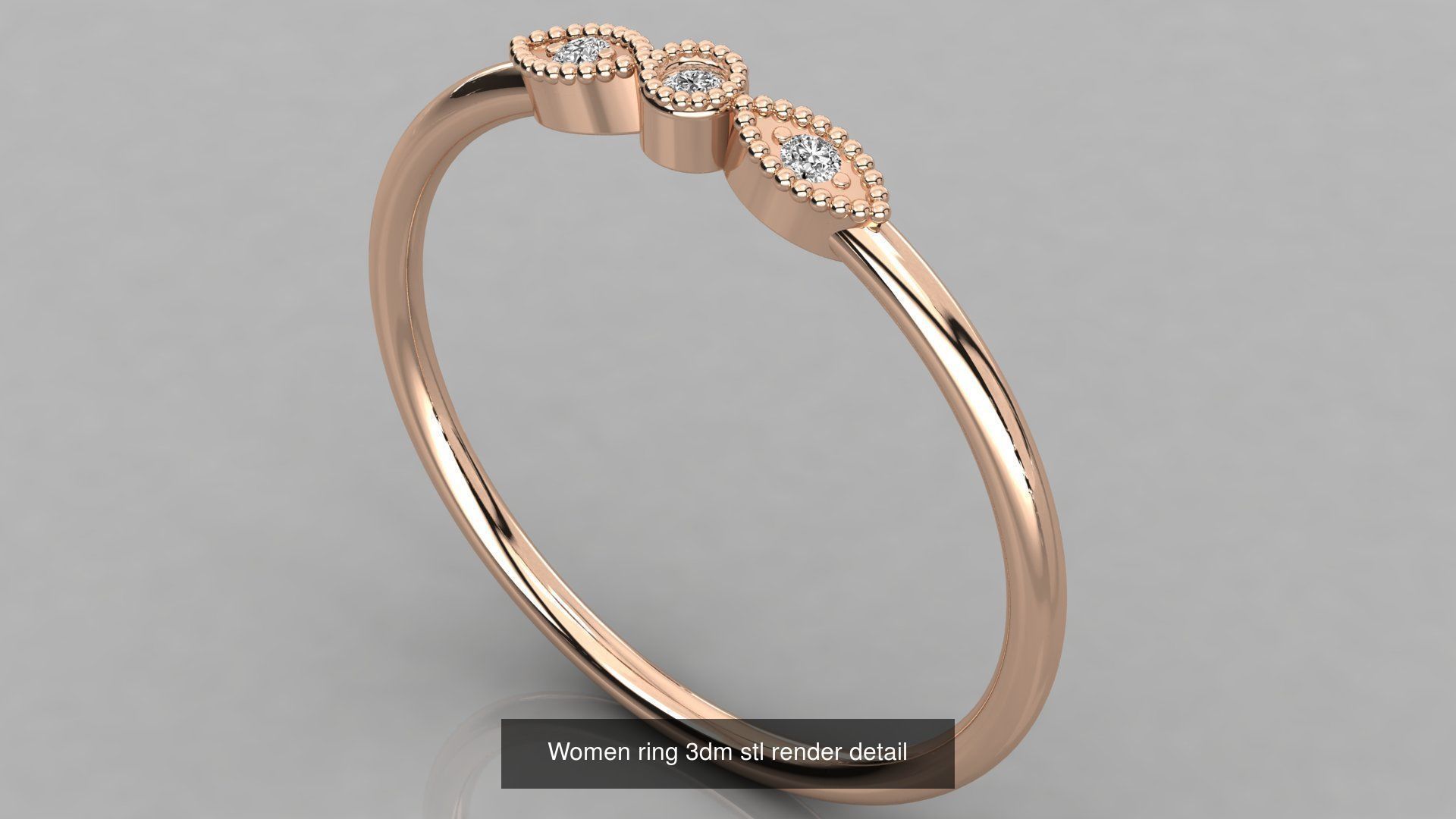 100 Women ring 3dm stl 9 render detail 3D Model Collection_68