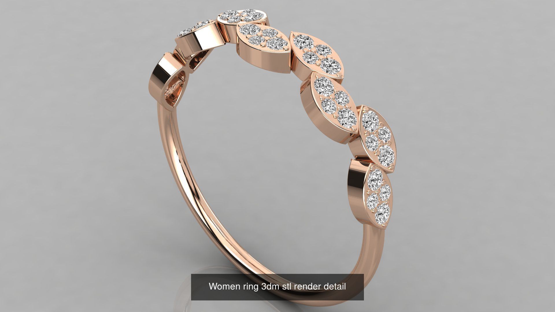 100 Women ring 3dm stl 9 render detail 3D Model Collection_11