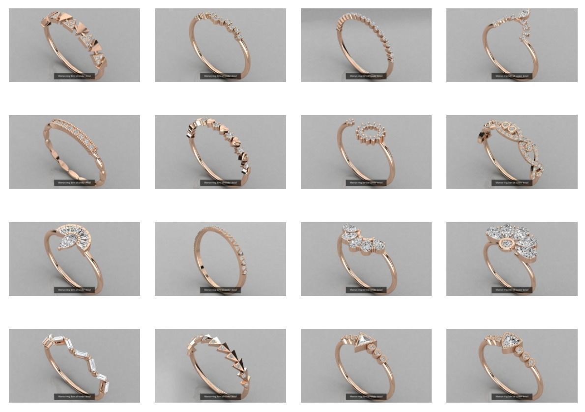 100 Women ring 3dm stl 9 render detail 3D Model Collection_3