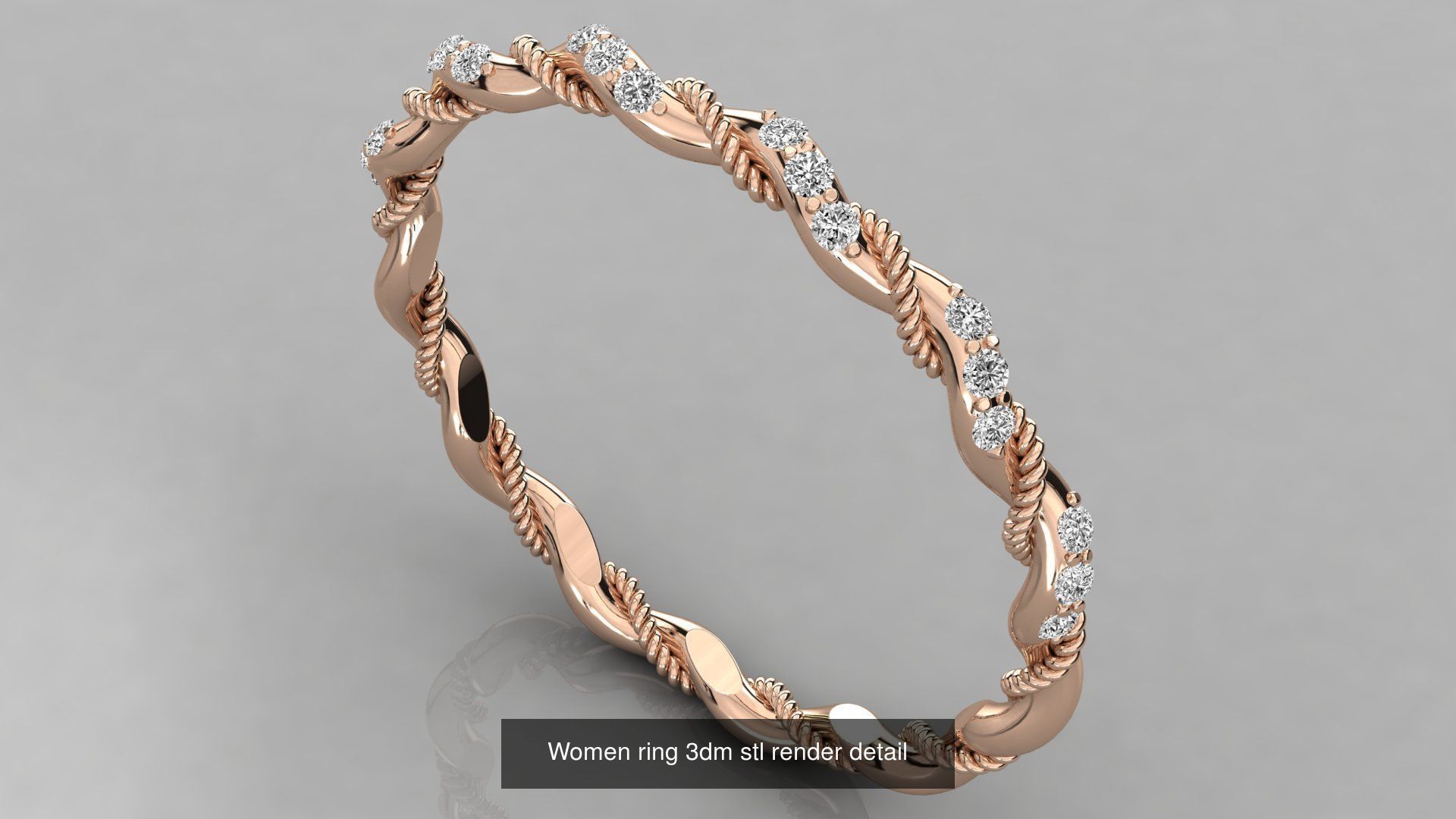100 Women ring 3dm stl 9 render detail 3D Model Collection_40