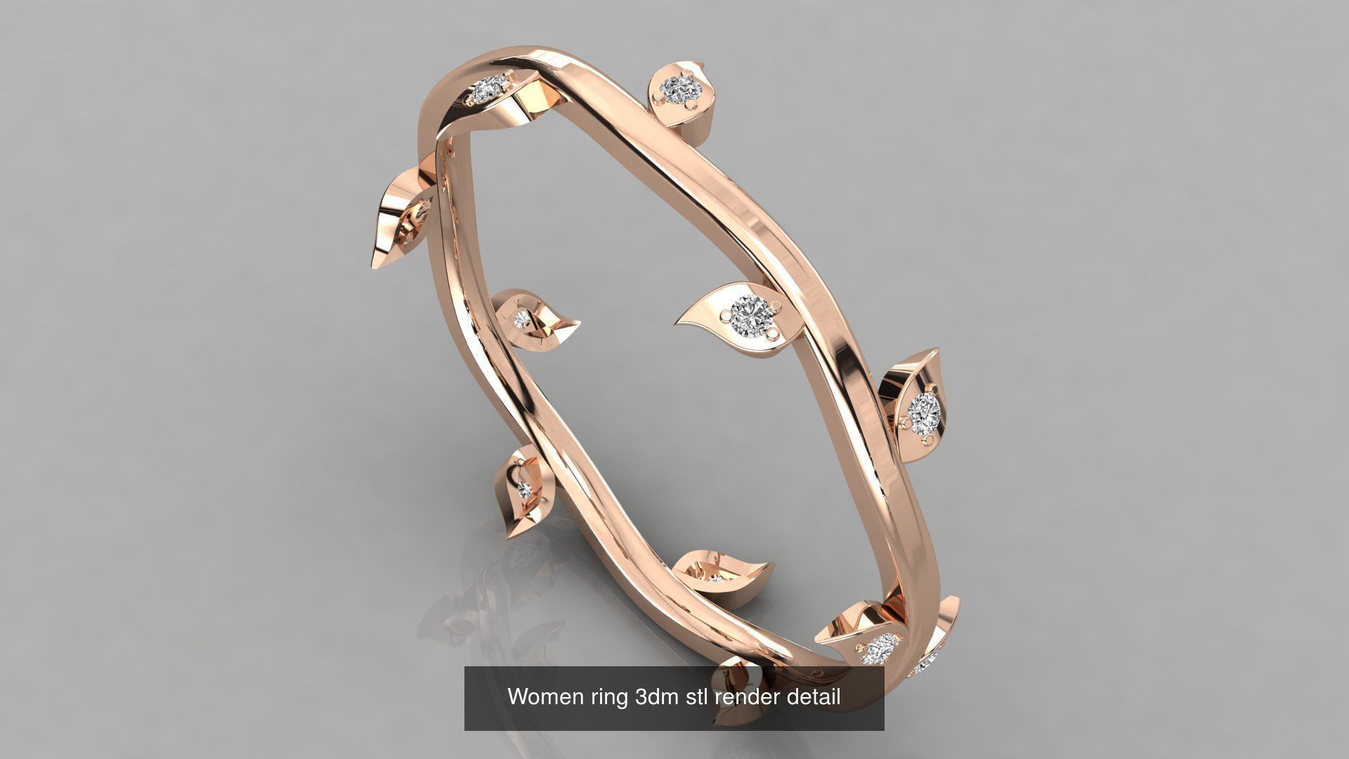 100 Women ring 3dm stl 9 render detail 3D Model Collection_61