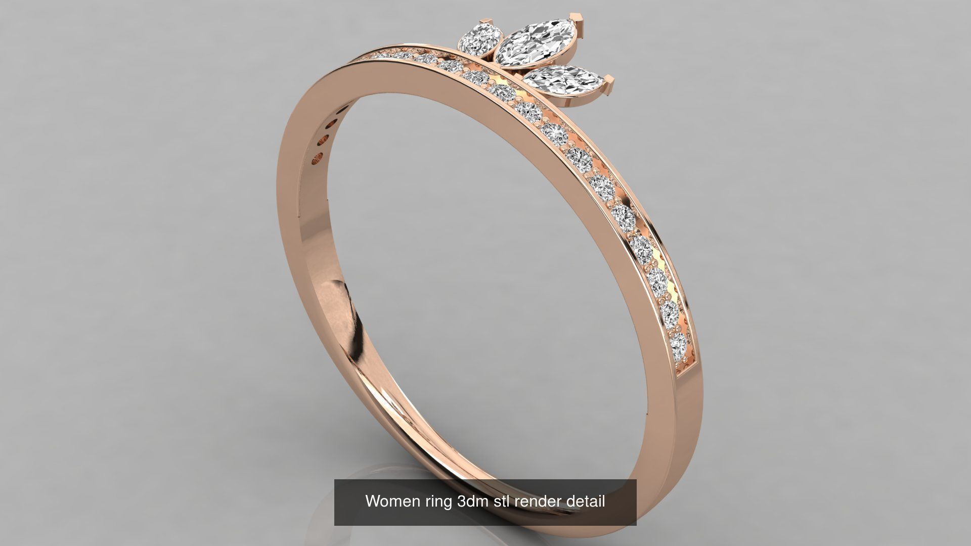 100 Women ring 3dm stl 9 render detail 3D Model Collection_17