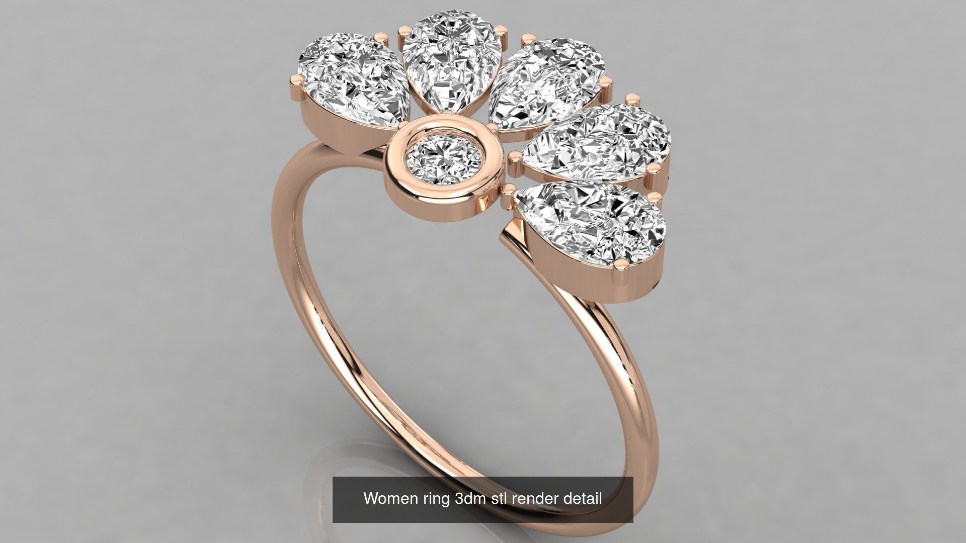 100 Women ring 3dm stl 9 render detail 3D Model Collection_84