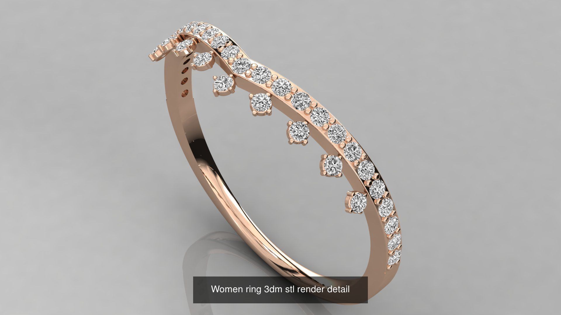 100 Women ring 3dm stl 9 render detail 3D Model Collection_45
