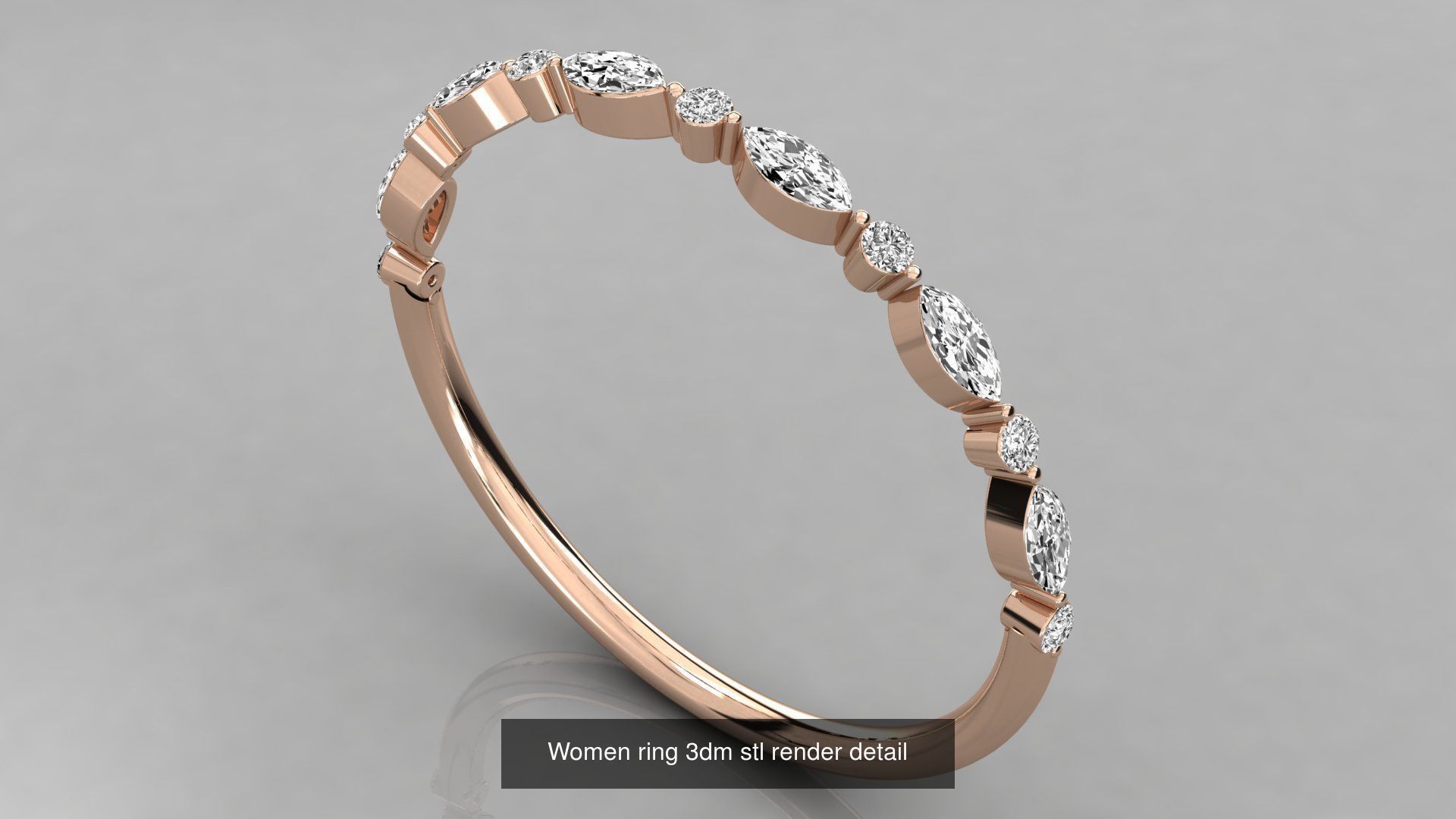 100 Women ring 3dm stl 9 render detail 3D Model Collection_43