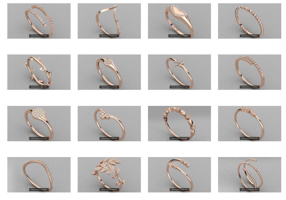 100 Women ring 3dm stl 9 render detail 3D Model Collection_4