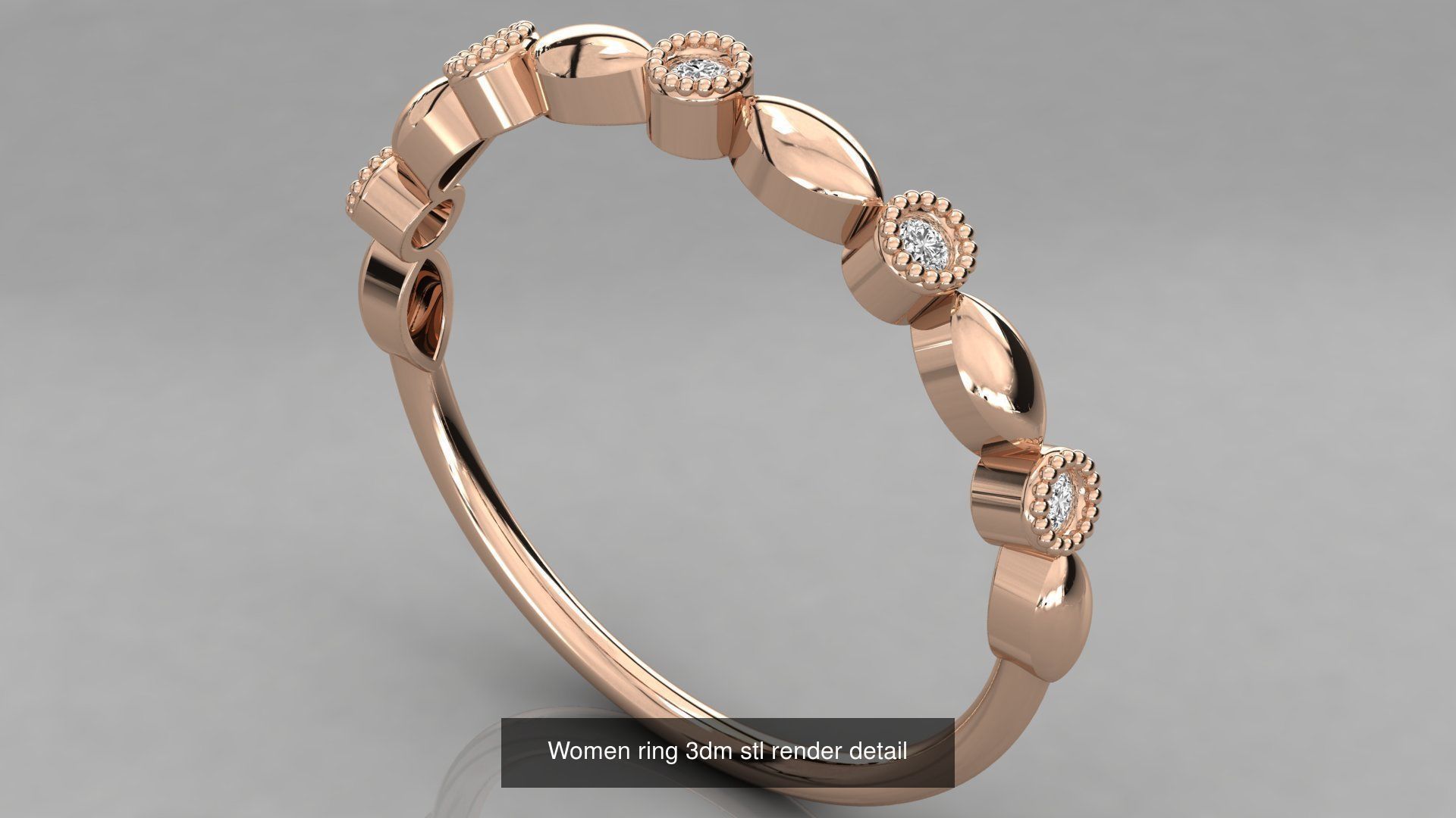 100 Women ring 3dm stl 9 render detail 3D Model Collection_67