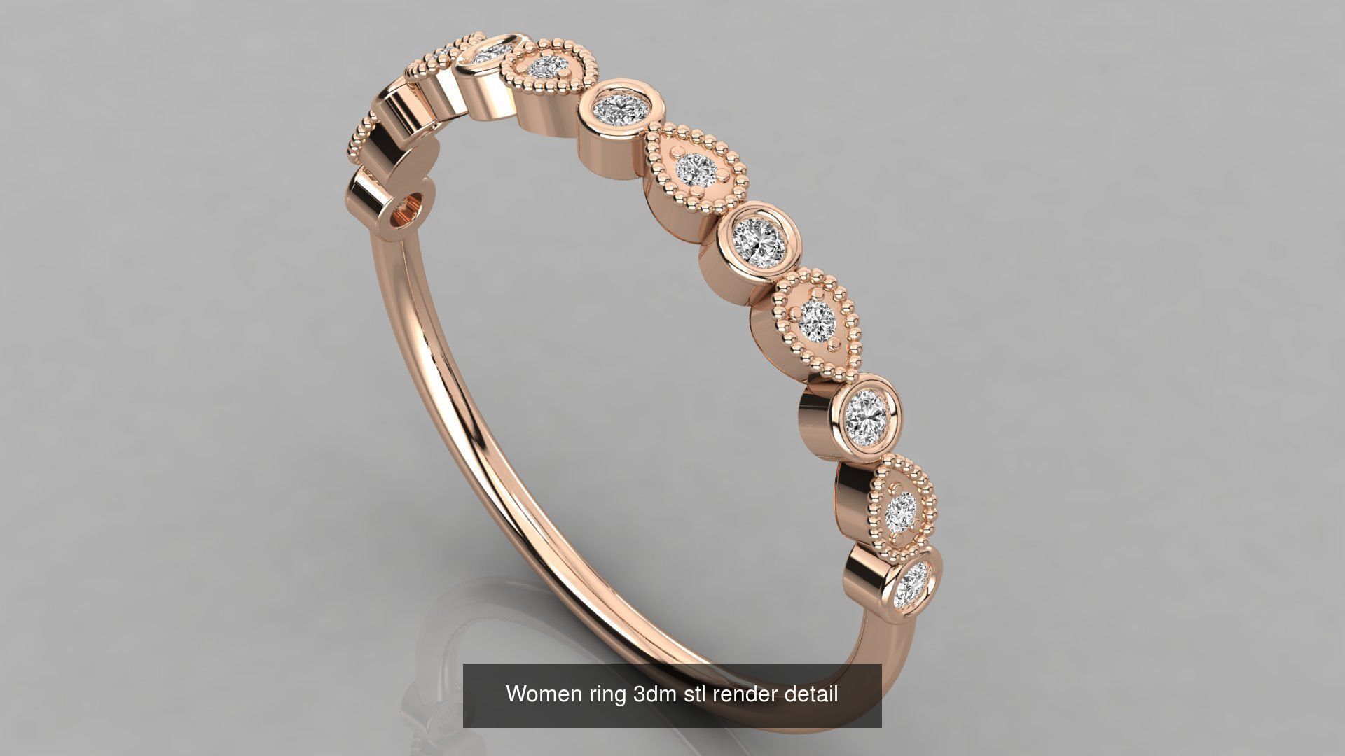 100 Women ring 3dm stl 9 render detail 3D Model Collection_15