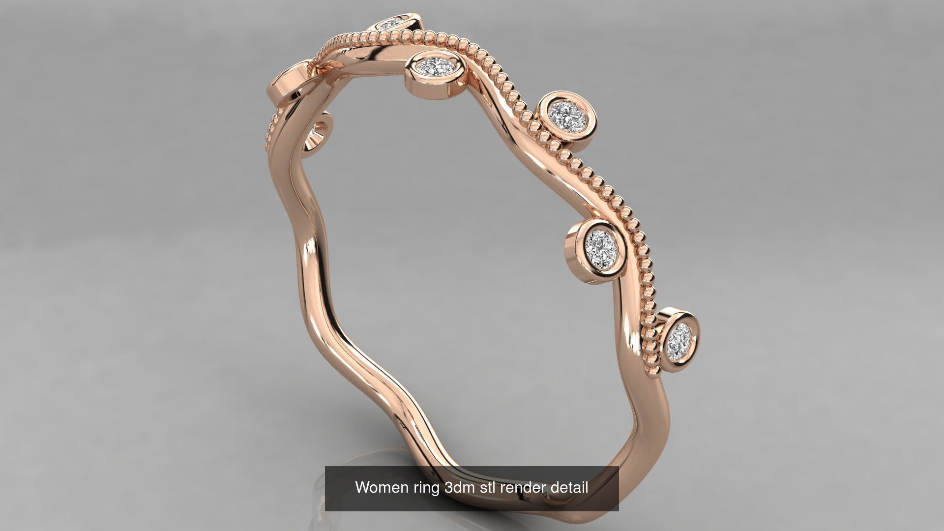 100 Women ring 3dm stl 9 render detail 3D Model Collection_31