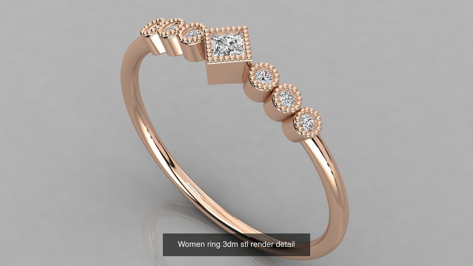 100 Women ring 3dm stl 9 render detail 3D Model Collection_98
