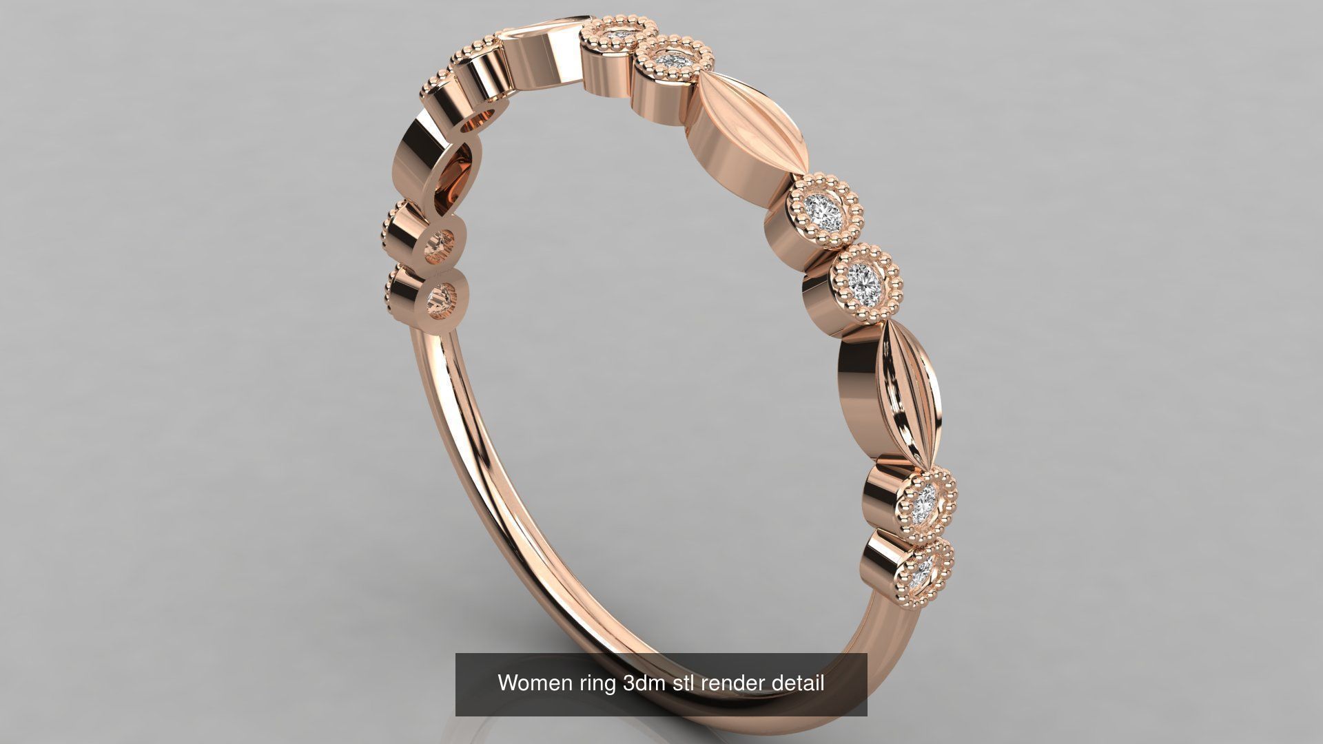 100 Women ring 3dm stl 9 render detail 3D Model Collection_6