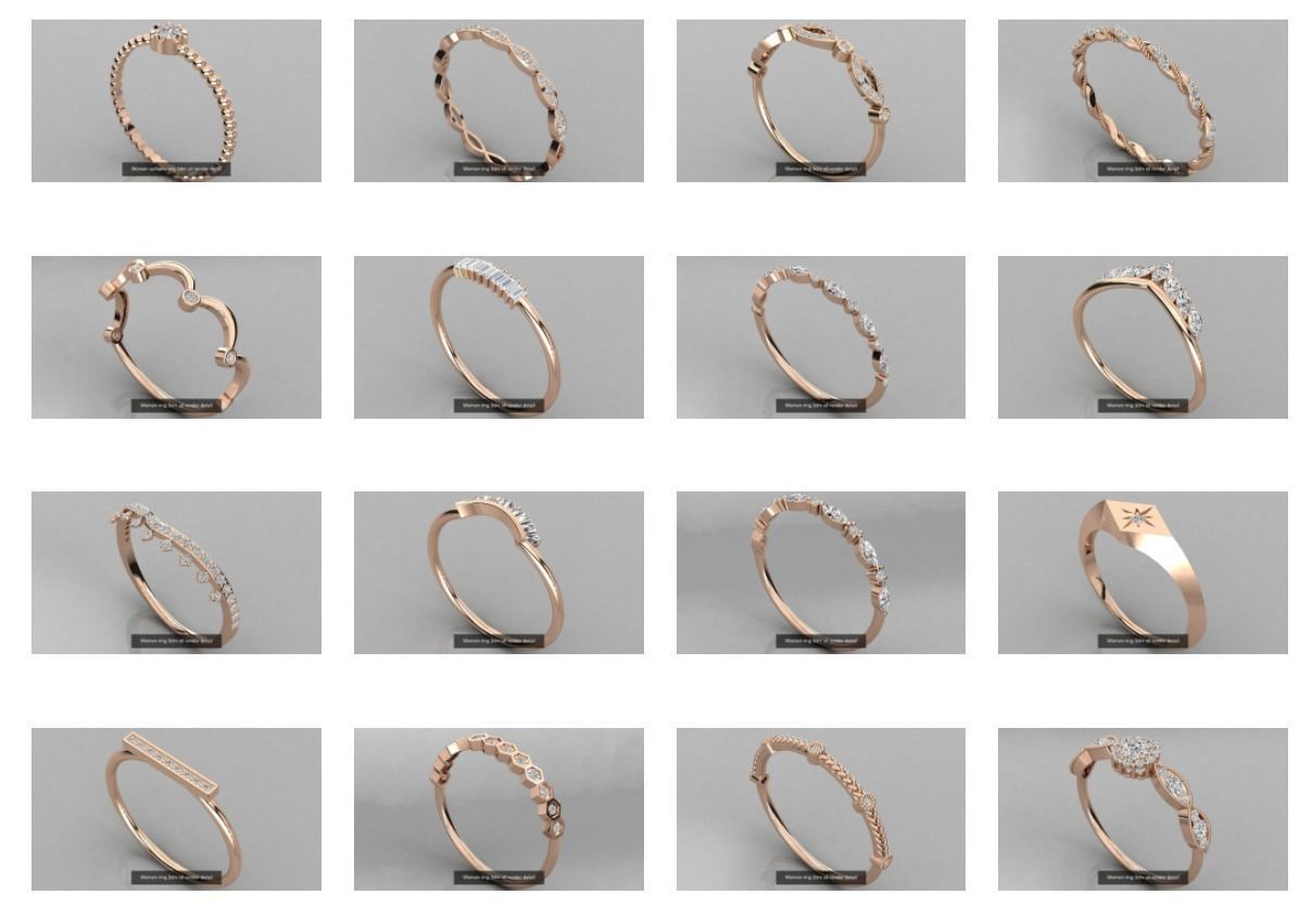 100 Women ring 3dm stl 9 render detail 3D Model Collection_5