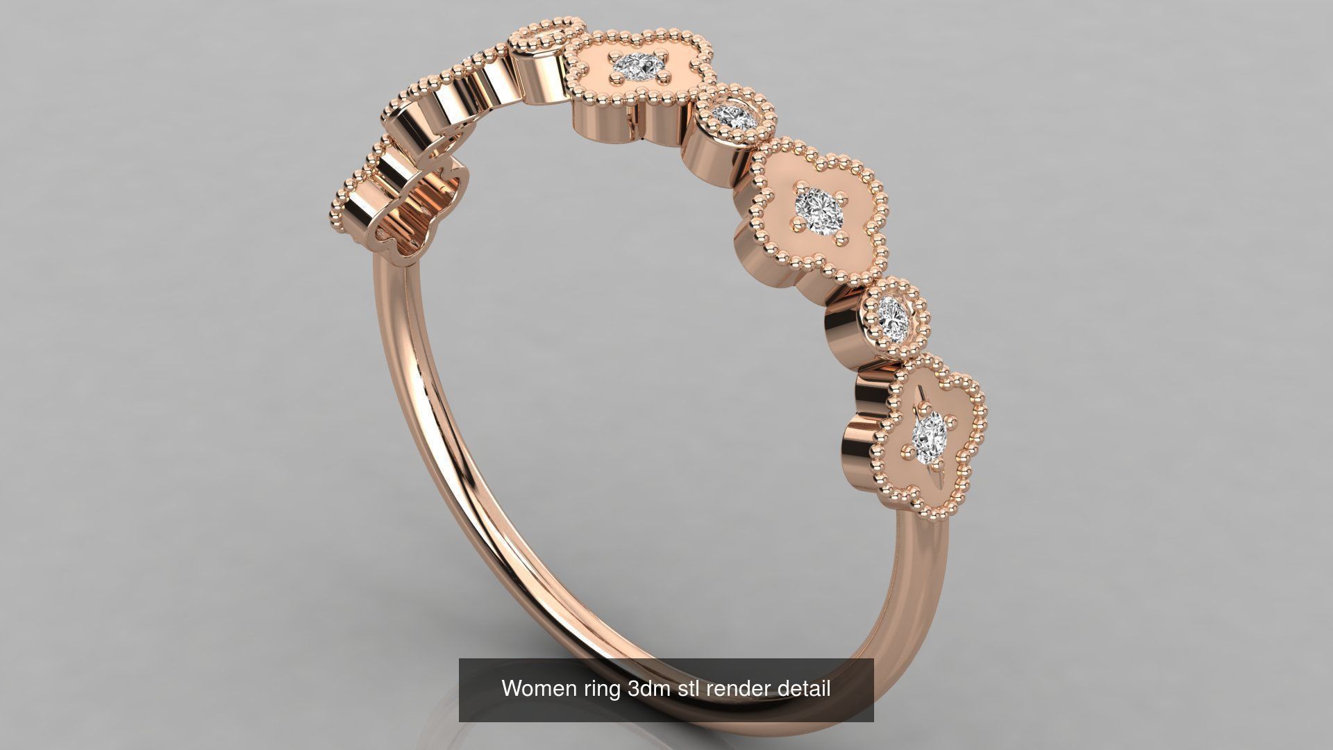 100 Women ring 3dm stl 9 render detail 3D Model Collection_10