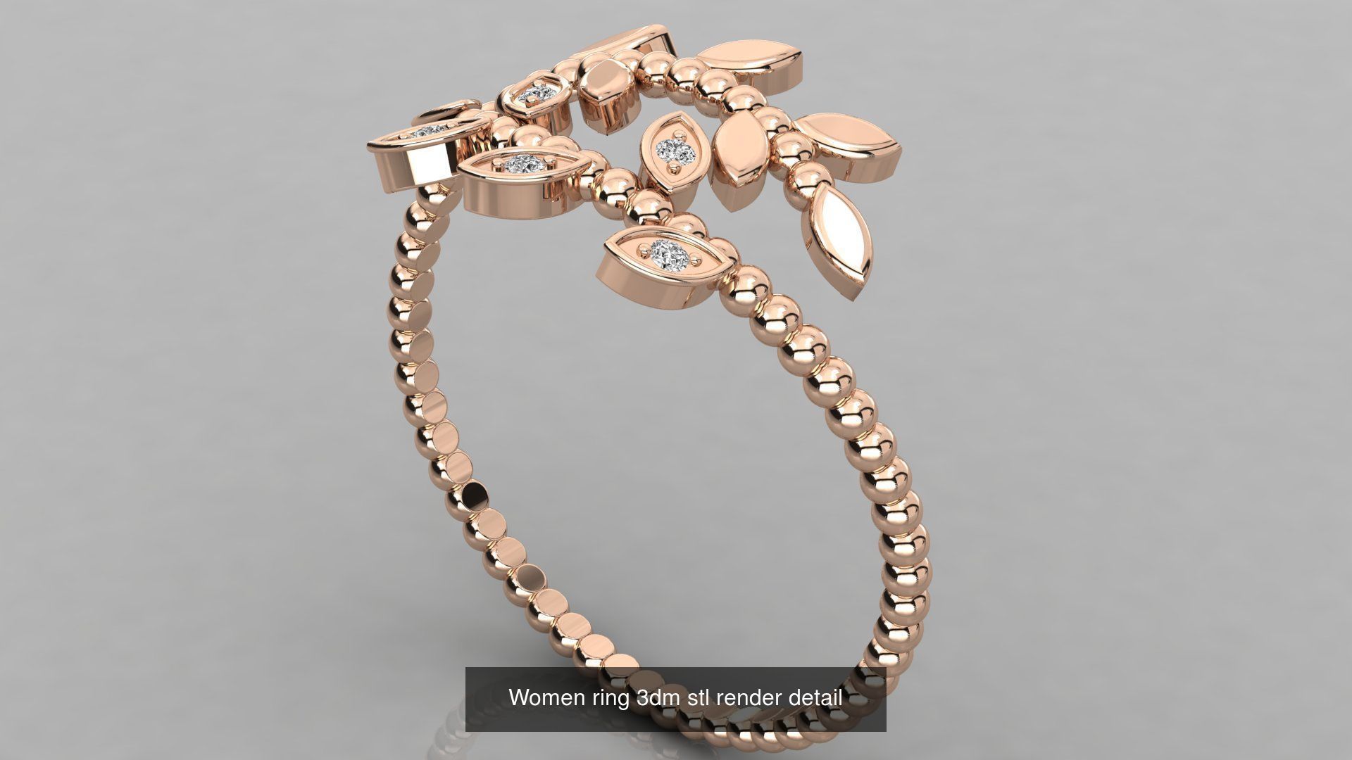 100 Women ring 3dm stl 9 render detail 3D Model Collection_8