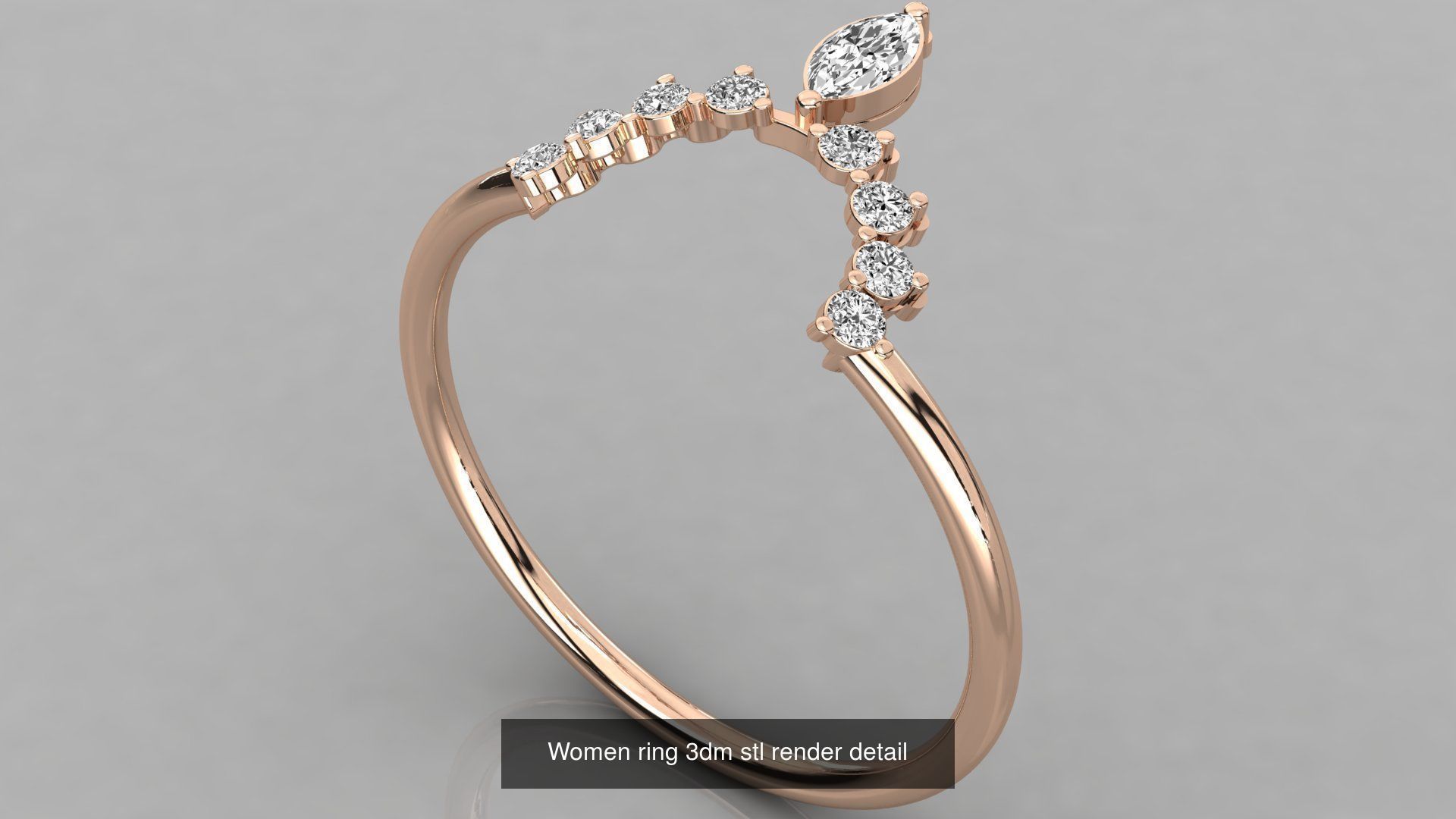 100 Women ring 3dm stl 9 render detail 3D Model Collection_76