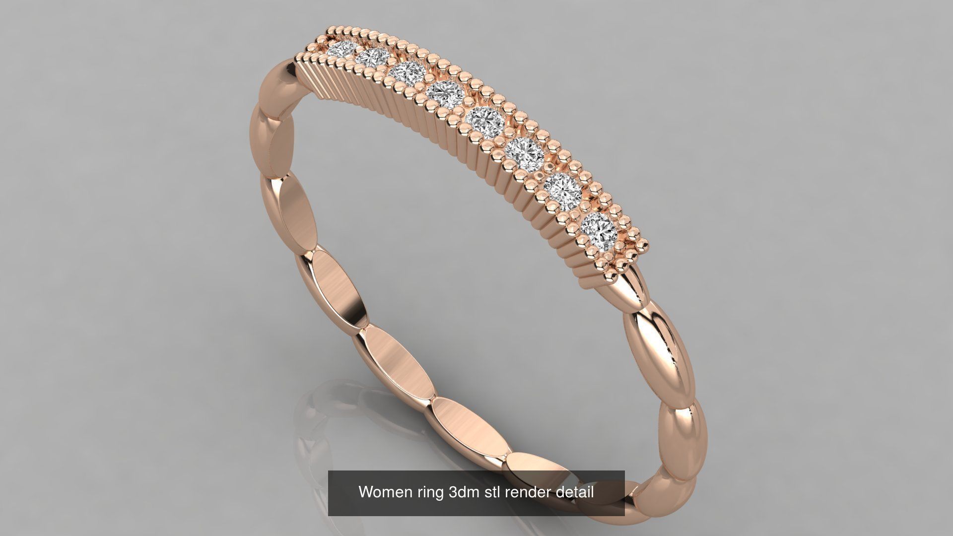 100 Women ring 3dm stl 9 render detail 3D Model Collection_77