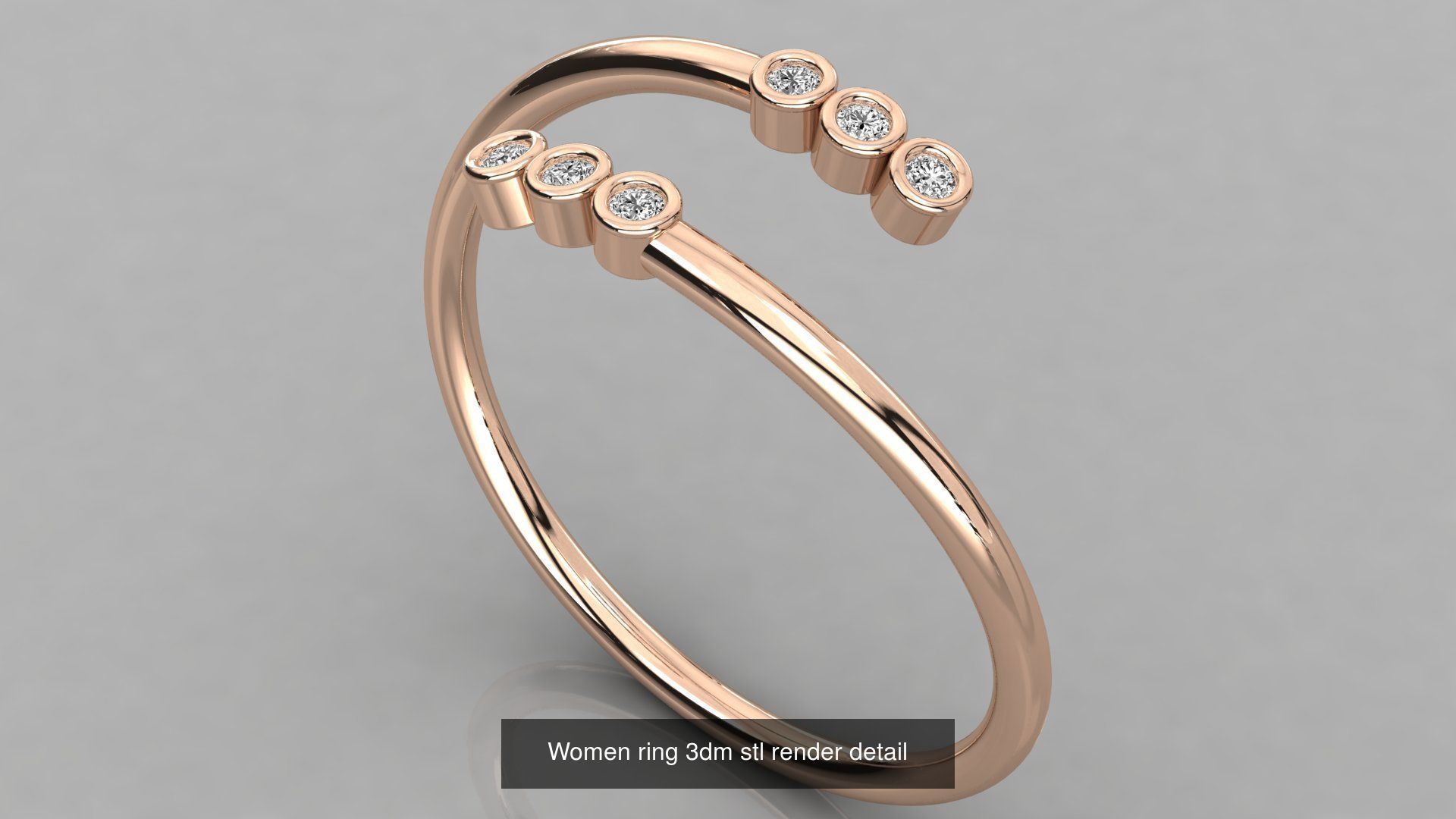 100 Women ring 3dm stl 9 render detail 3D Model Collection_71
